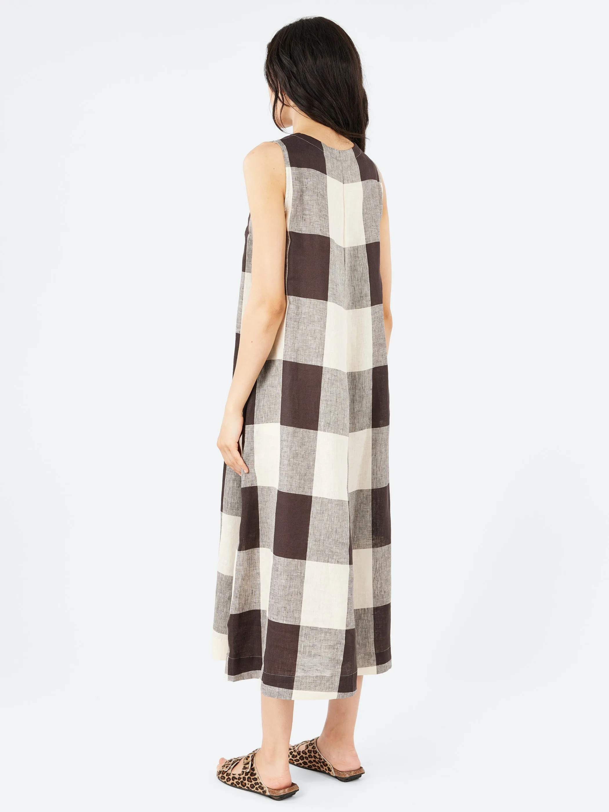 Macro Gingham Lightweight Linen Dress sold by gravitypope product image thumbnail 3