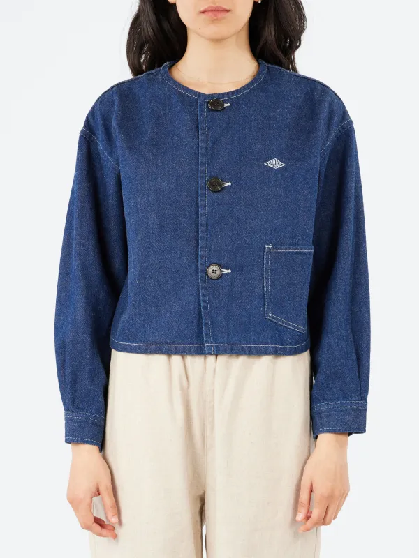 Cotton Drill Collarless Short Jacket made by Danton