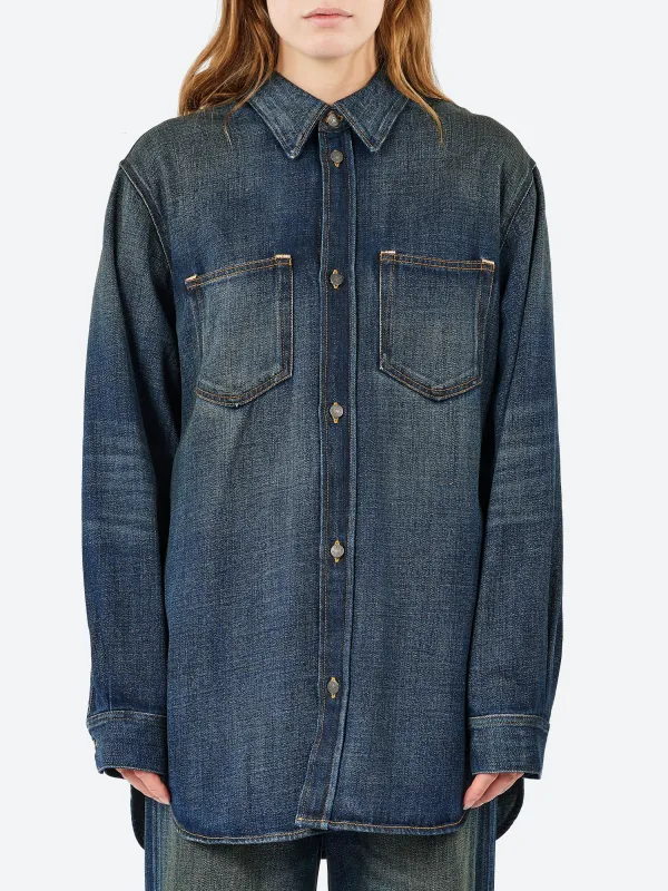 Denim Button-Up Shirt sold by gravitypope