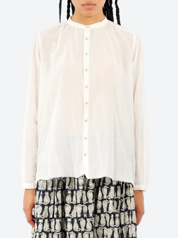 Cotton Silk Lawn Stand Collar Blouse made by Pas de Calais