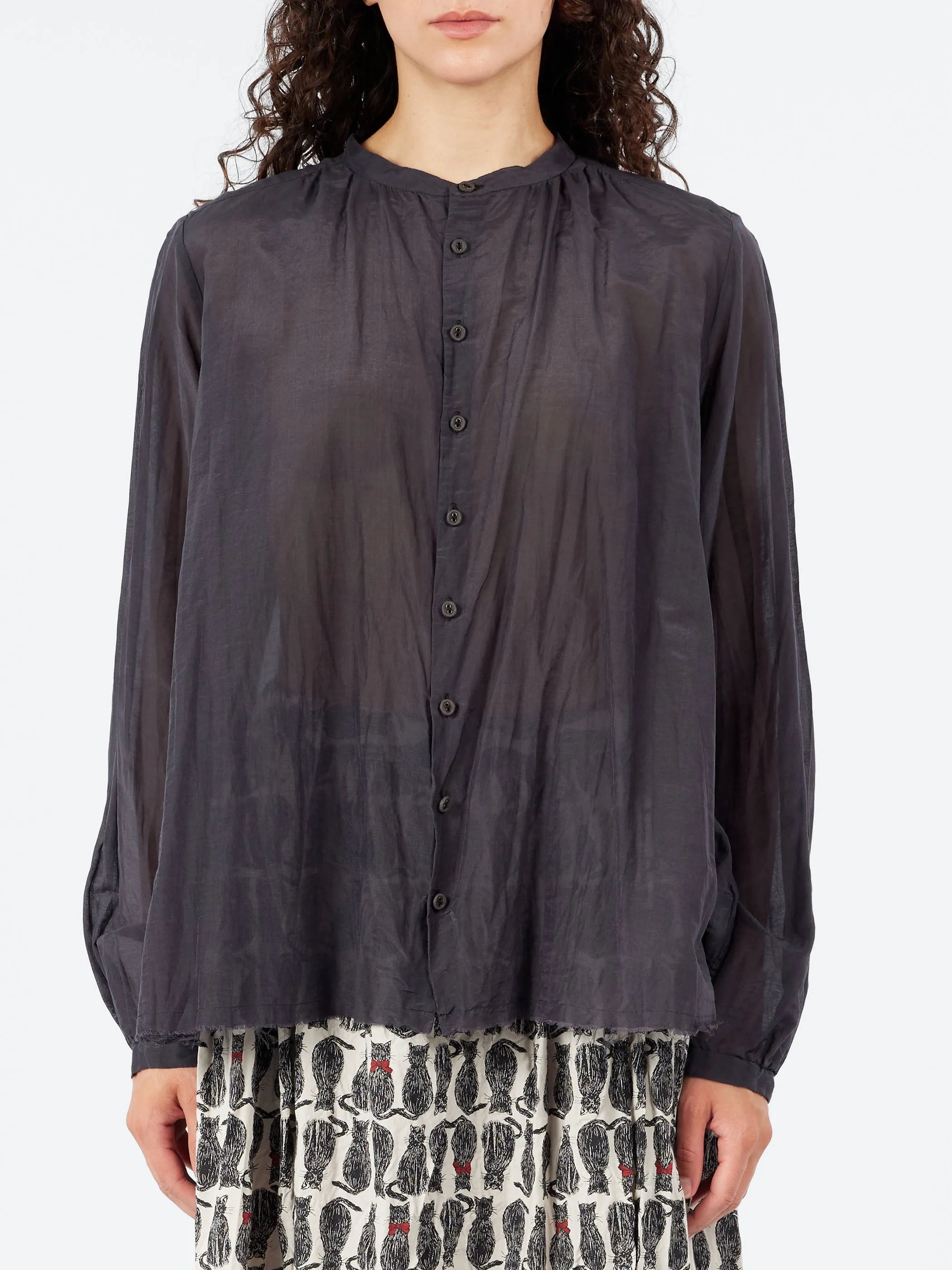 Cotton Silk Lawn Stand Collar Blouse sold by gravitypope