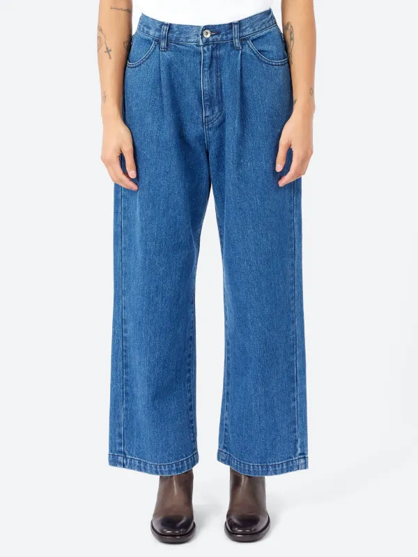 Denim Tuck Straight Pants sold by gravitypope
