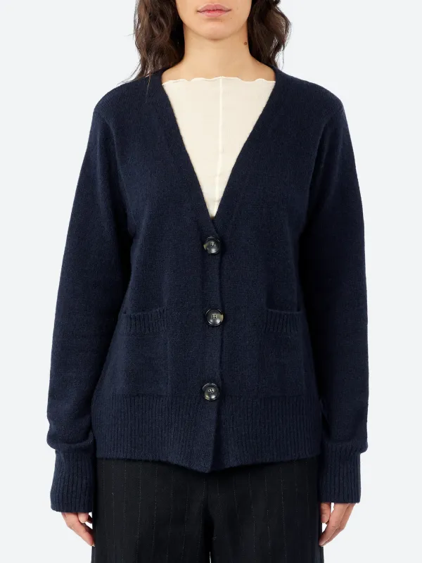 Camel Wool V-Neck Cardigan sold by gravitypope