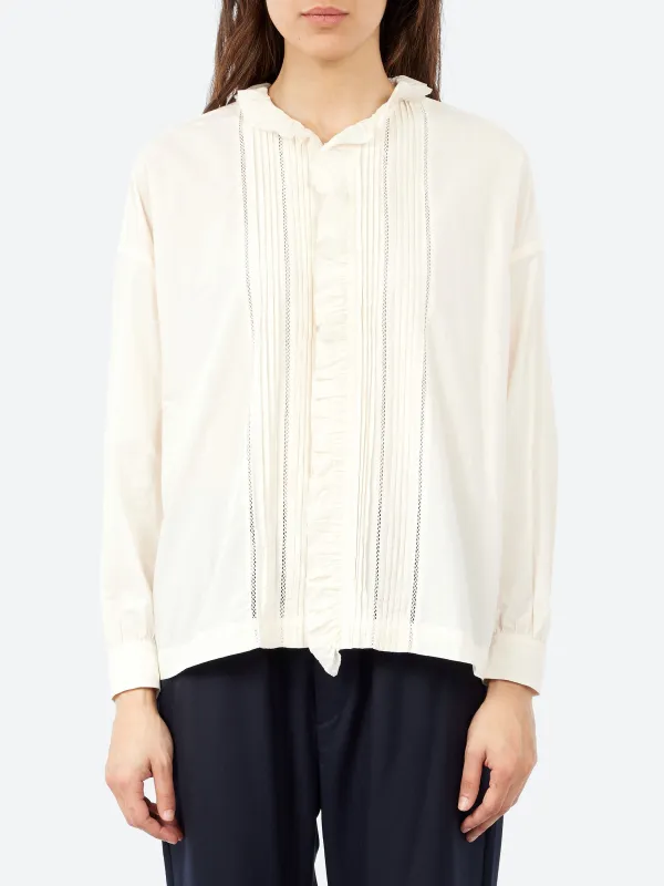 Lace Pintuck Ruffle Shirt sold by gravitypope