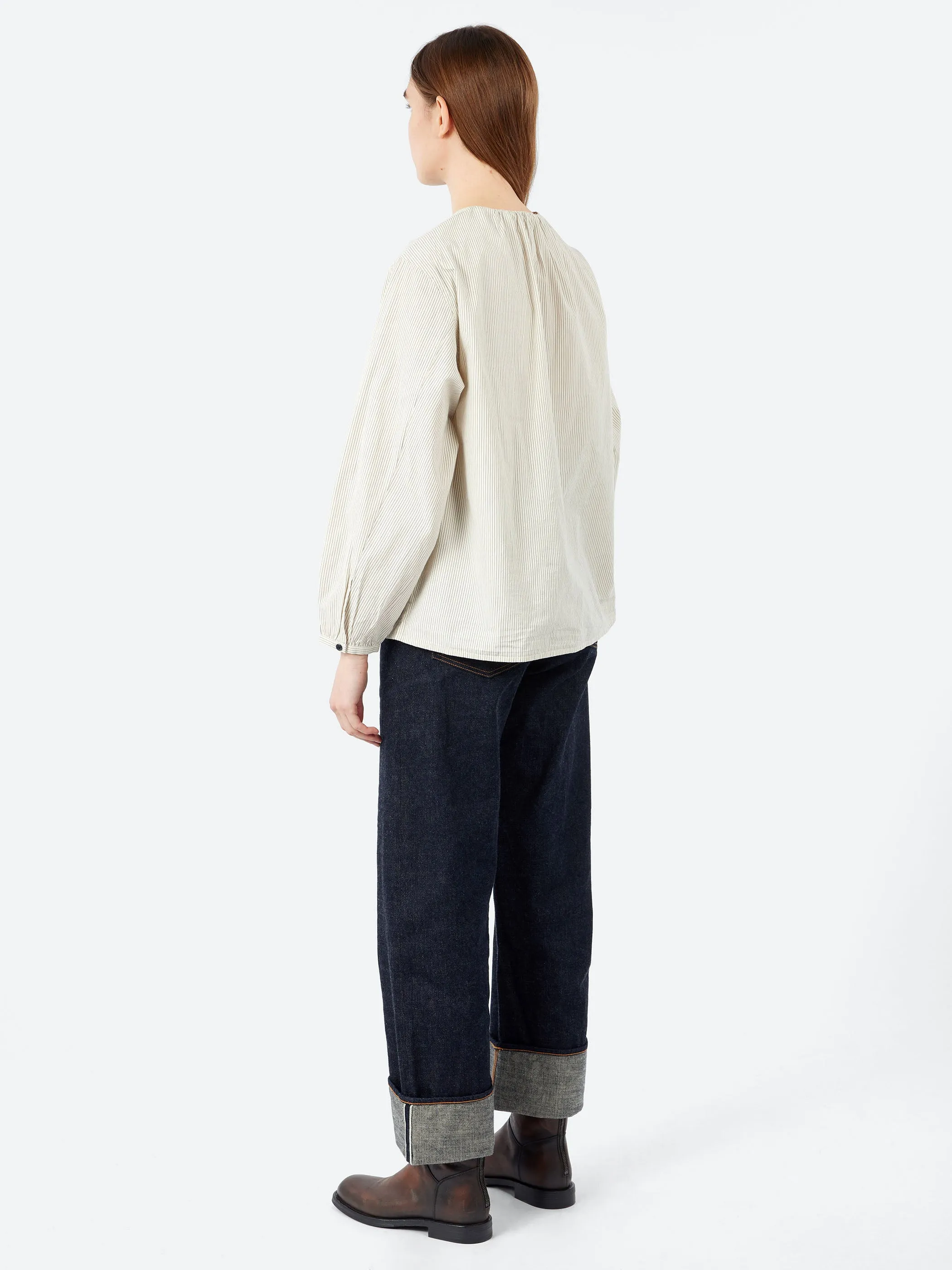 Gathered Neck Mini Stripe Shirt sold by gravitypope product image thumbnail 3