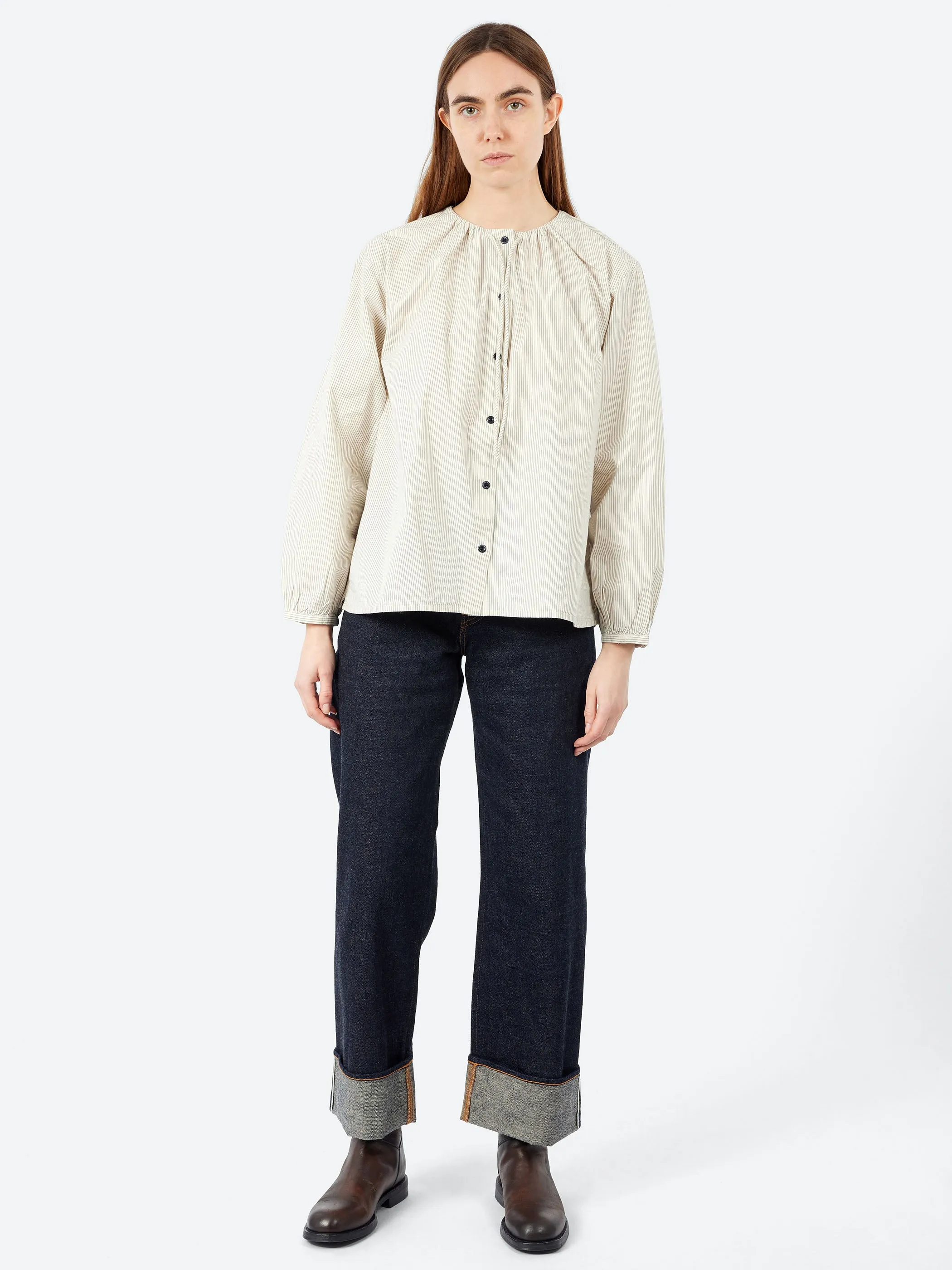 Gathered Neck Mini Stripe Shirt sold by gravitypope product image thumbnail 2