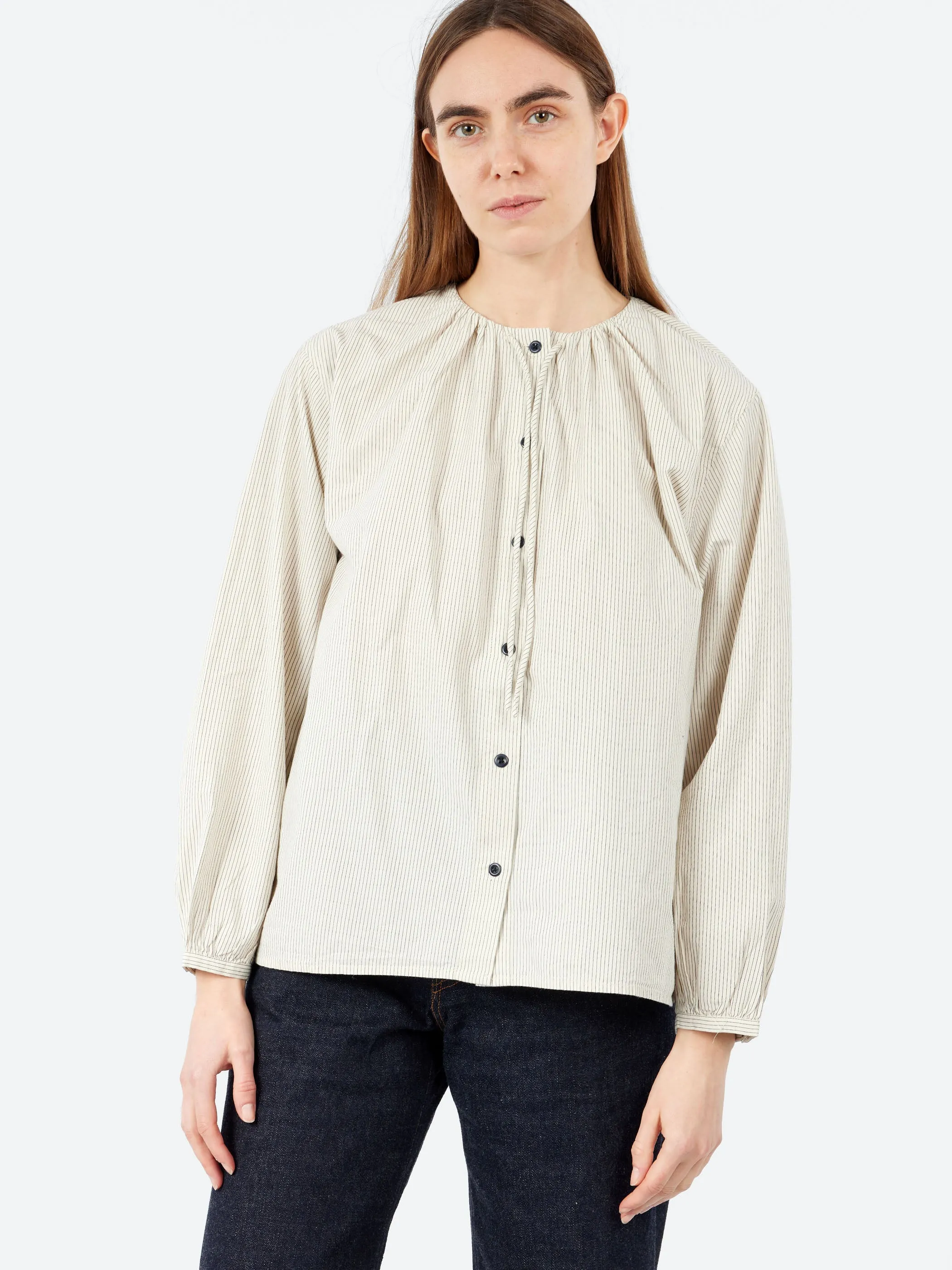 Gathered Neck Mini Stripe Shirt sold by gravitypope product image thumbnail 4