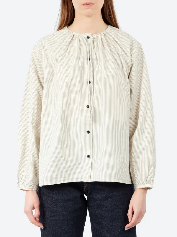 Gathered Neck Mini Stripe Shirt sold by gravitypope