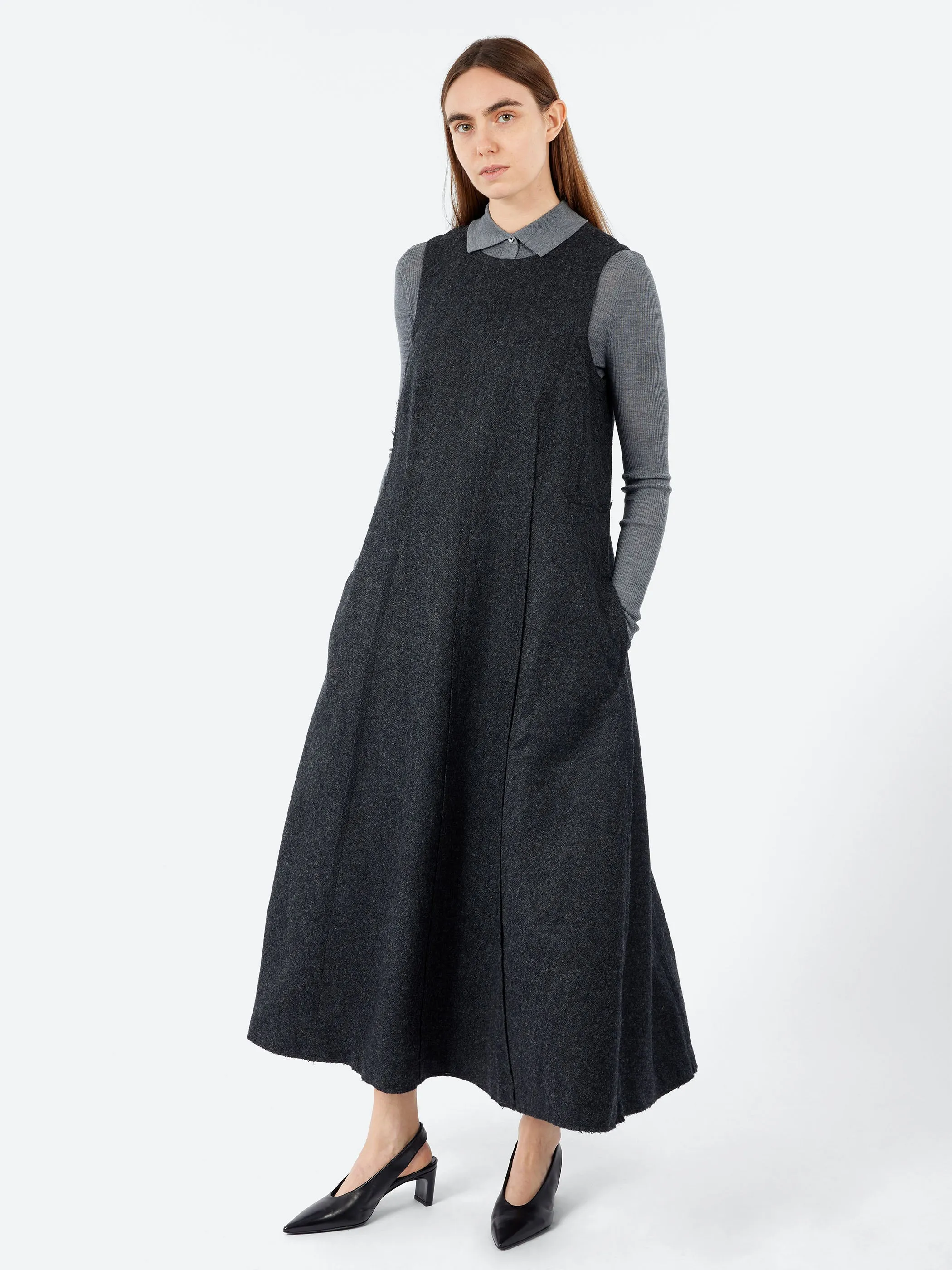 Boiled Wool Twill Lapped Seam Dress sold by gravitypope product image thumbnail 2
