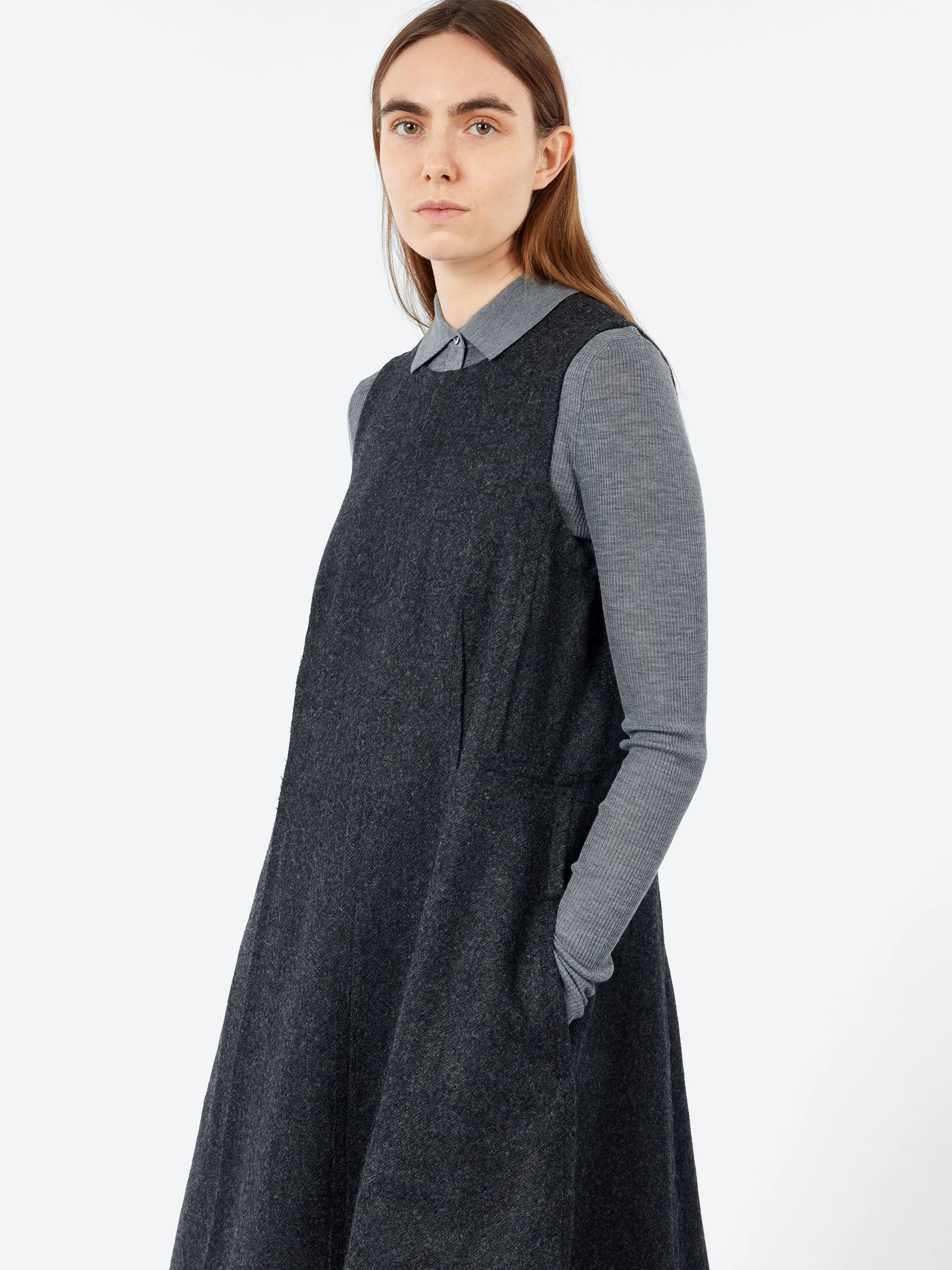 Boiled Wool Twill Lapped Seam Dress sold by gravitypope product image thumbnail 4