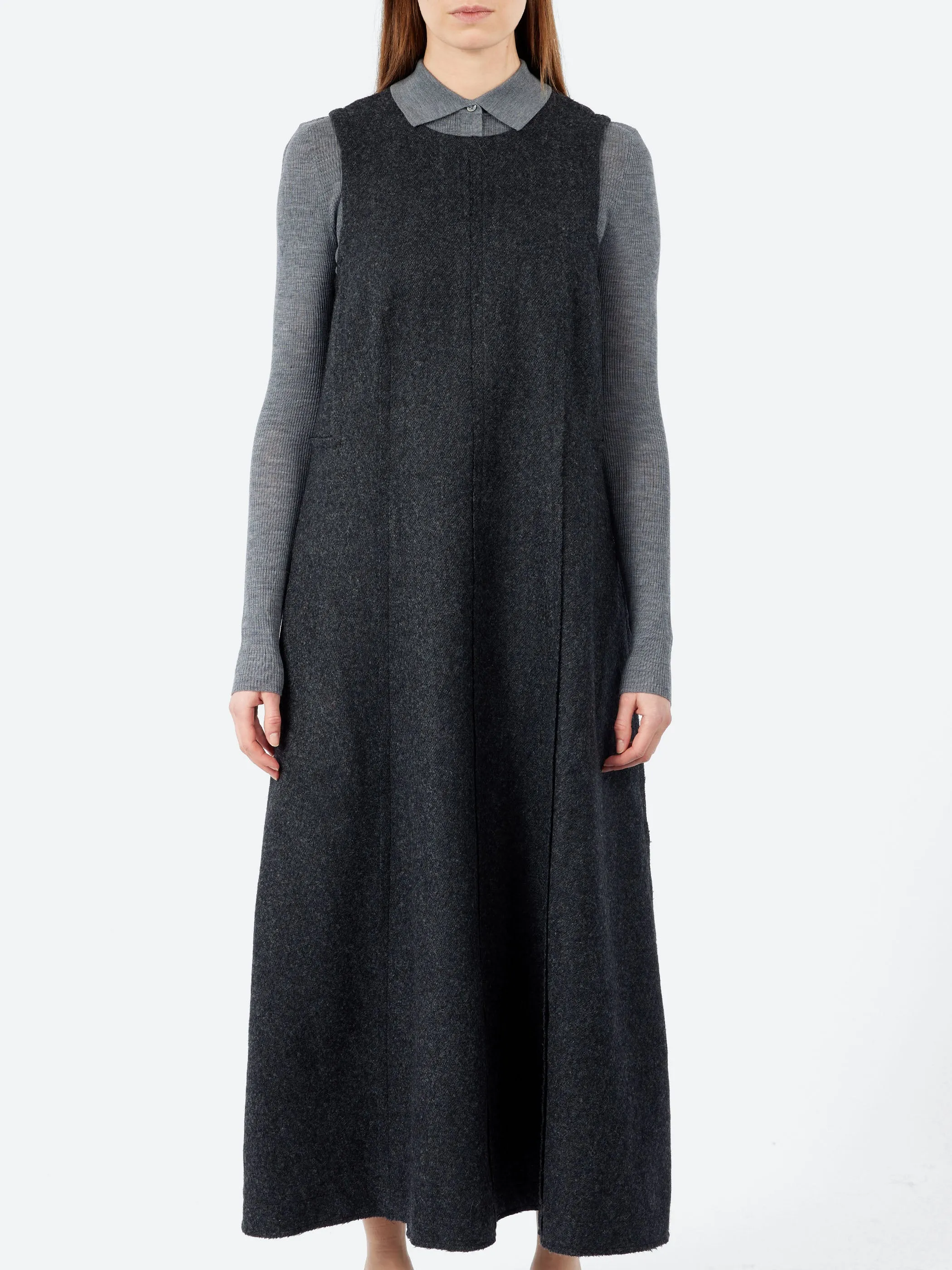 Boiled Wool Twill Lapped Seam Dress sold by gravitypope