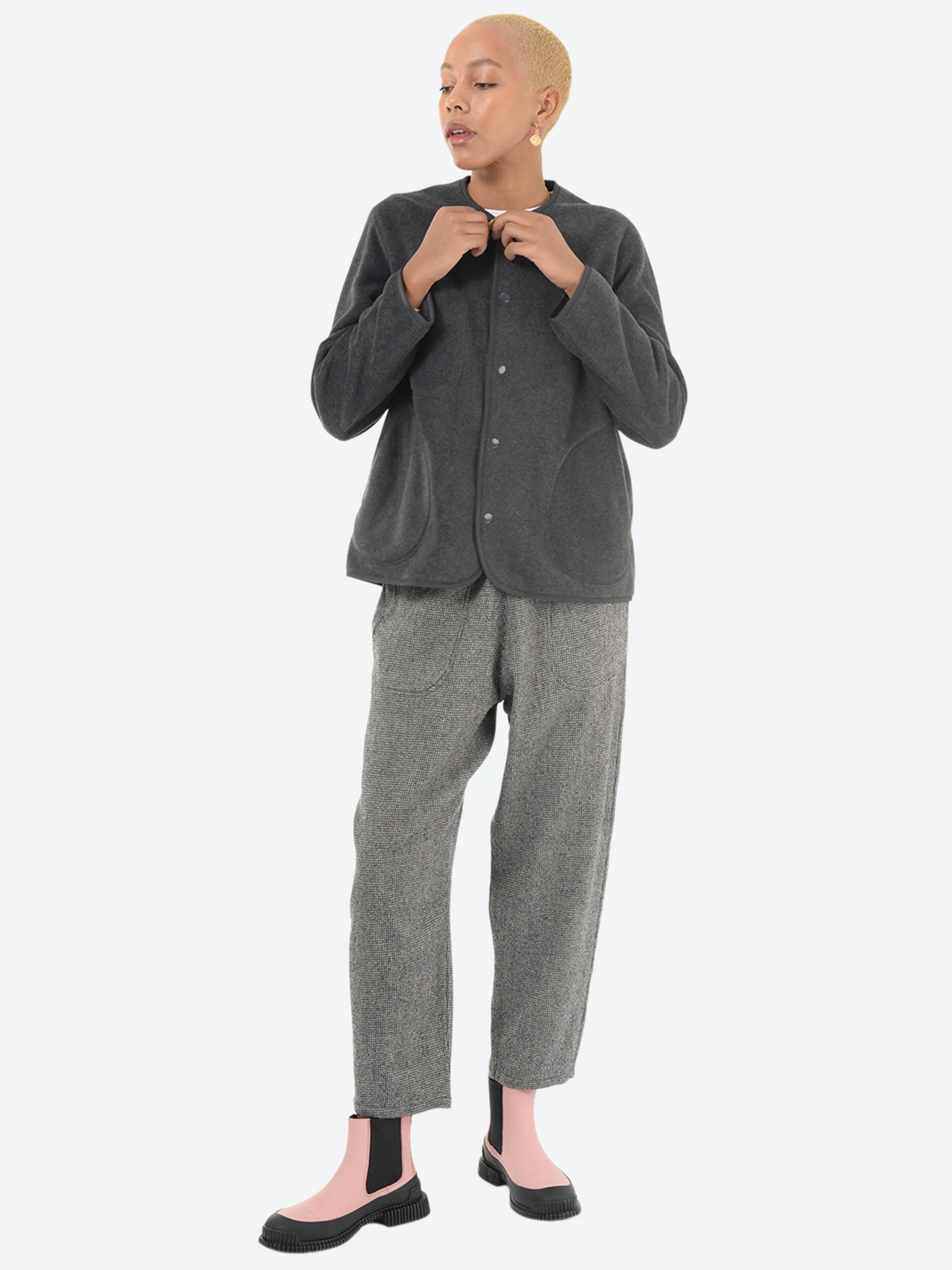 Women's Collarless Fleece Jacket sold by gravitypope product image thumbnail 2