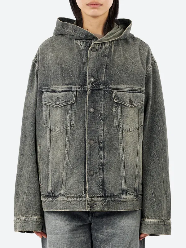 Hooded Denim Jacket sold by gravitypope