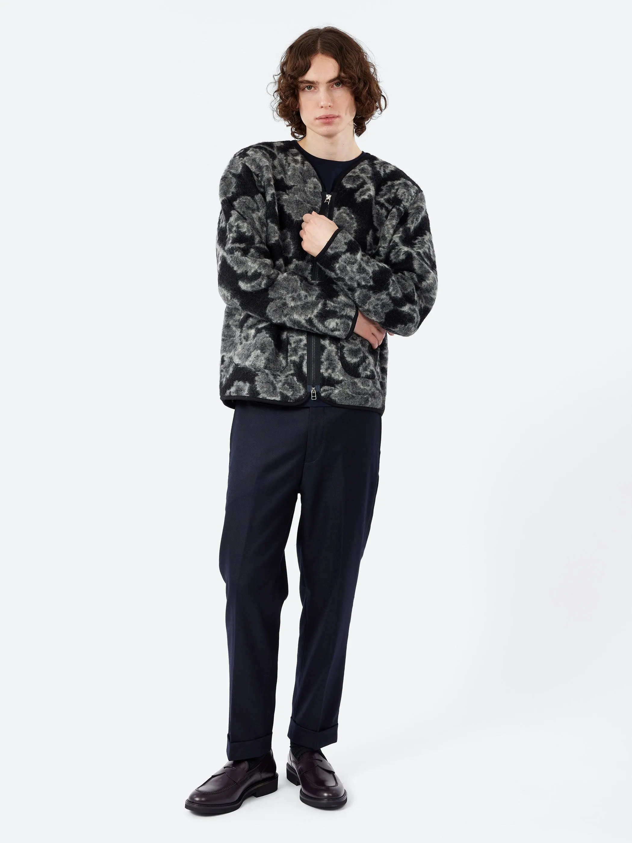 Flower Fleece Zip Liner Jacket sold by gravitypope product image thumbnail 2