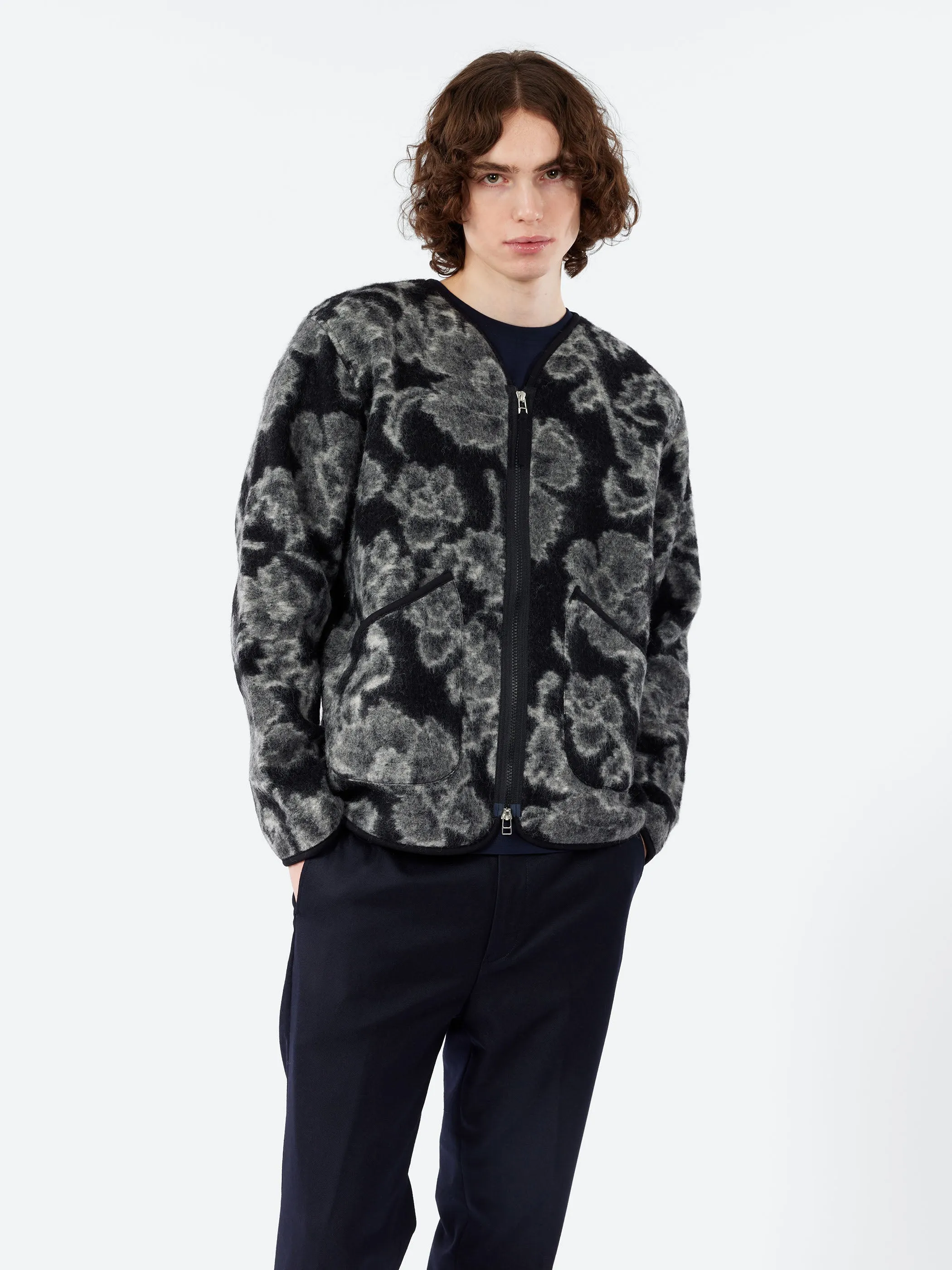 Flower Fleece Zip Liner Jacket sold by gravitypope product image thumbnail 4