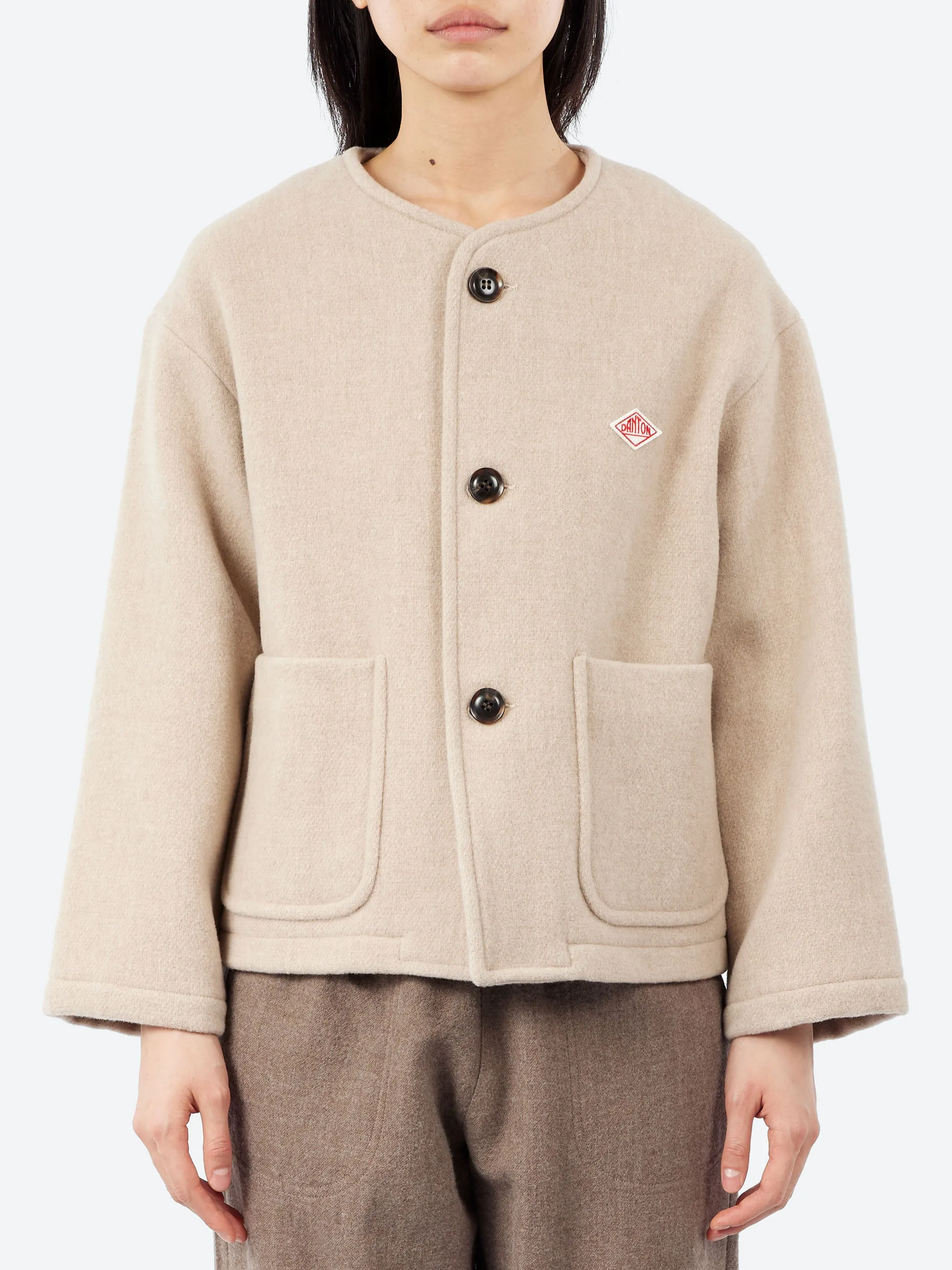 Women's Wool Light Pile Collarless Jacket sold by gravitypope