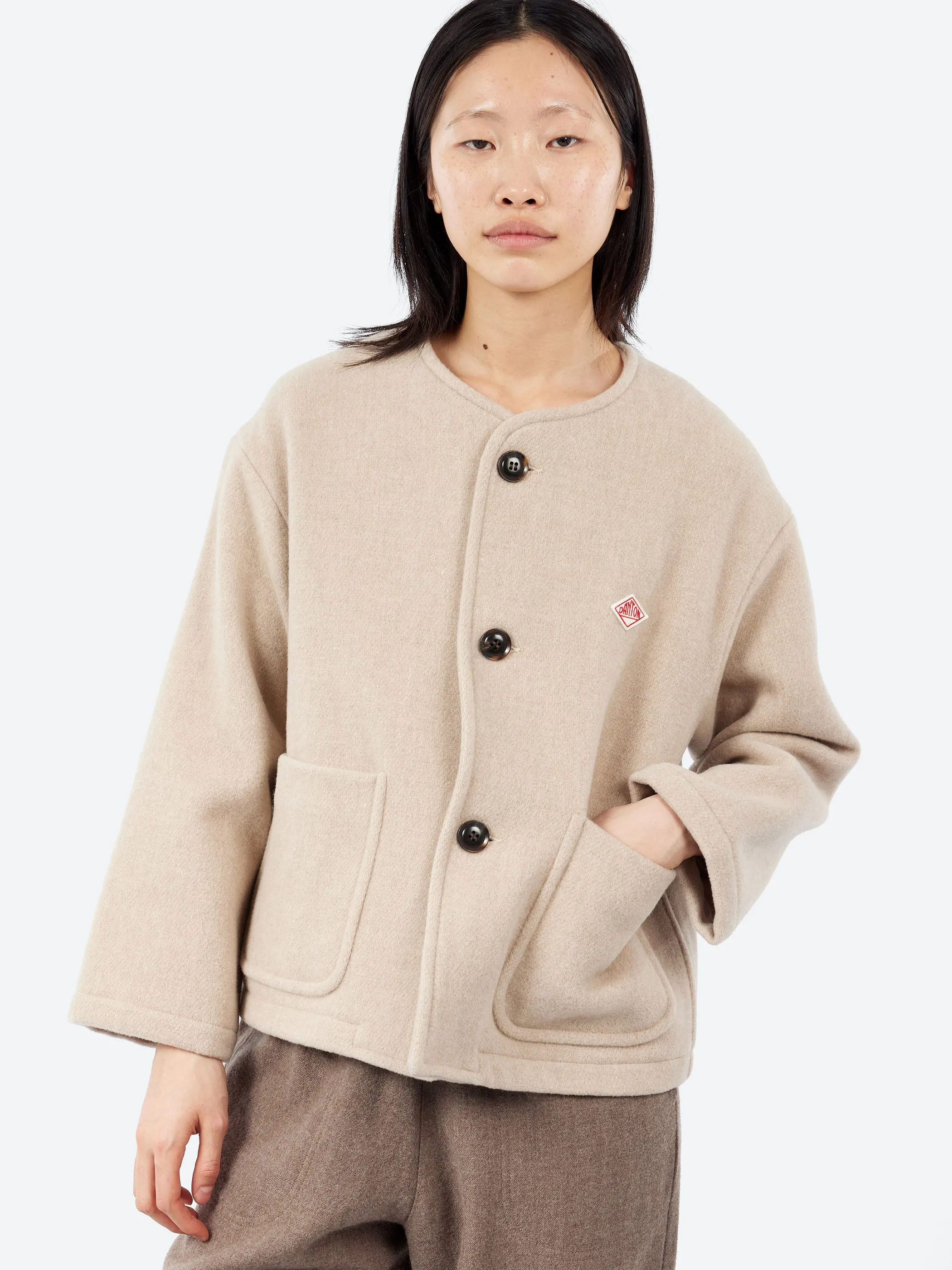 Women's Wool Light Pile Collarless Jacket sold by gravitypope product image thumbnail 4
