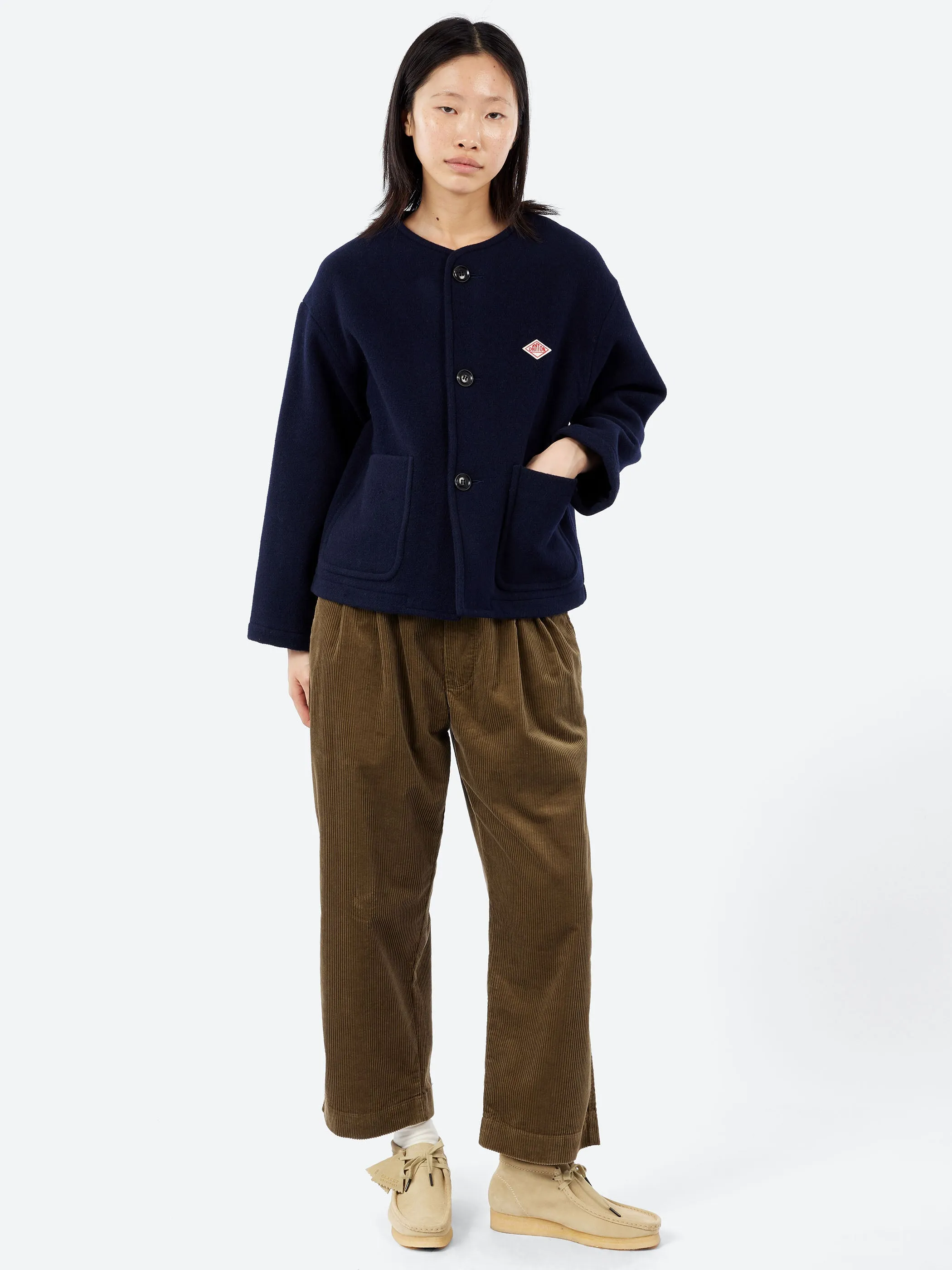 Women's Wool Light Pile Collarless Jacket sold by gravitypope product image thumbnail 2