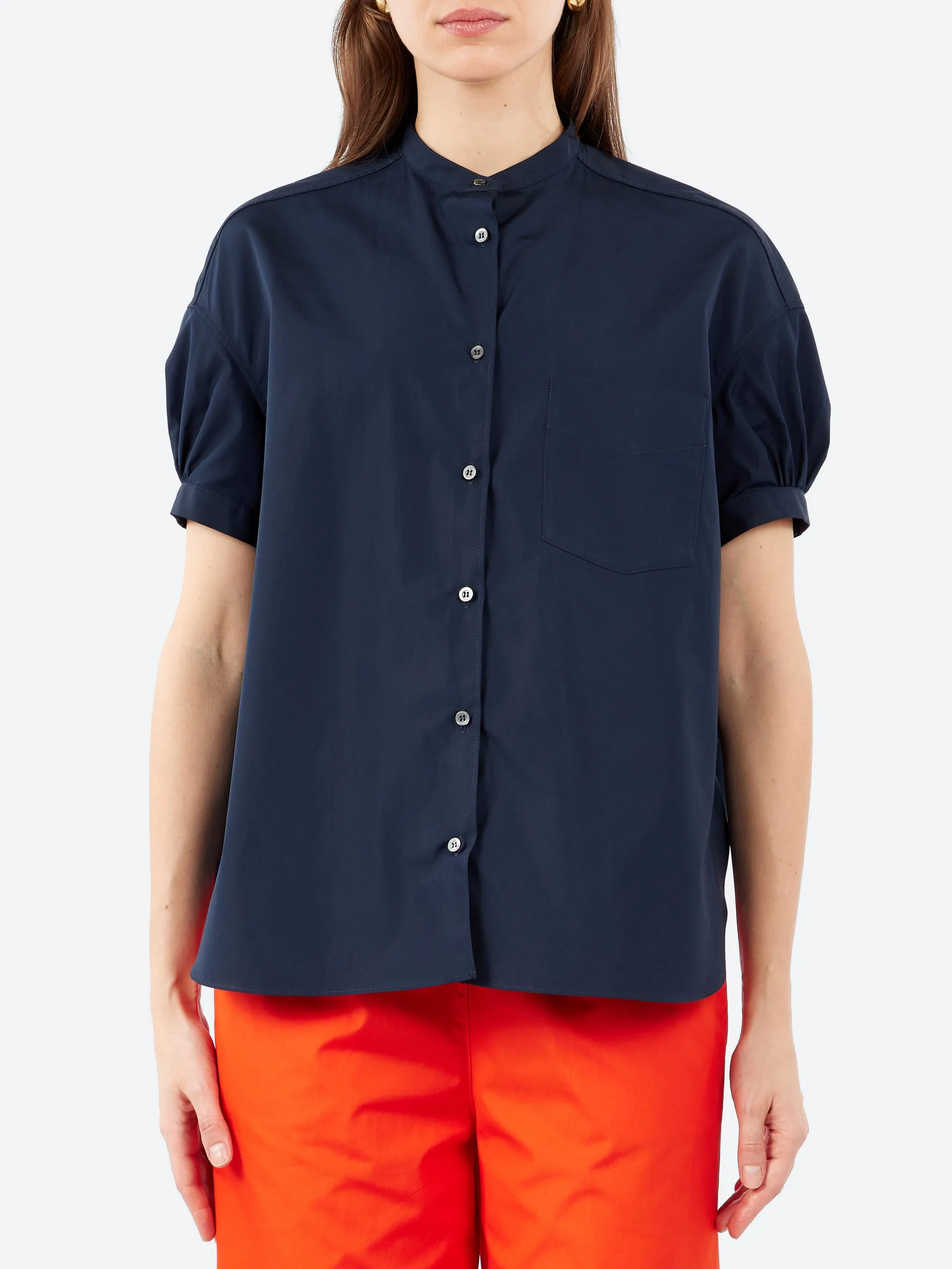Pure Cotton Poplin Shirt with Mandarin Collar sold by gravitypope