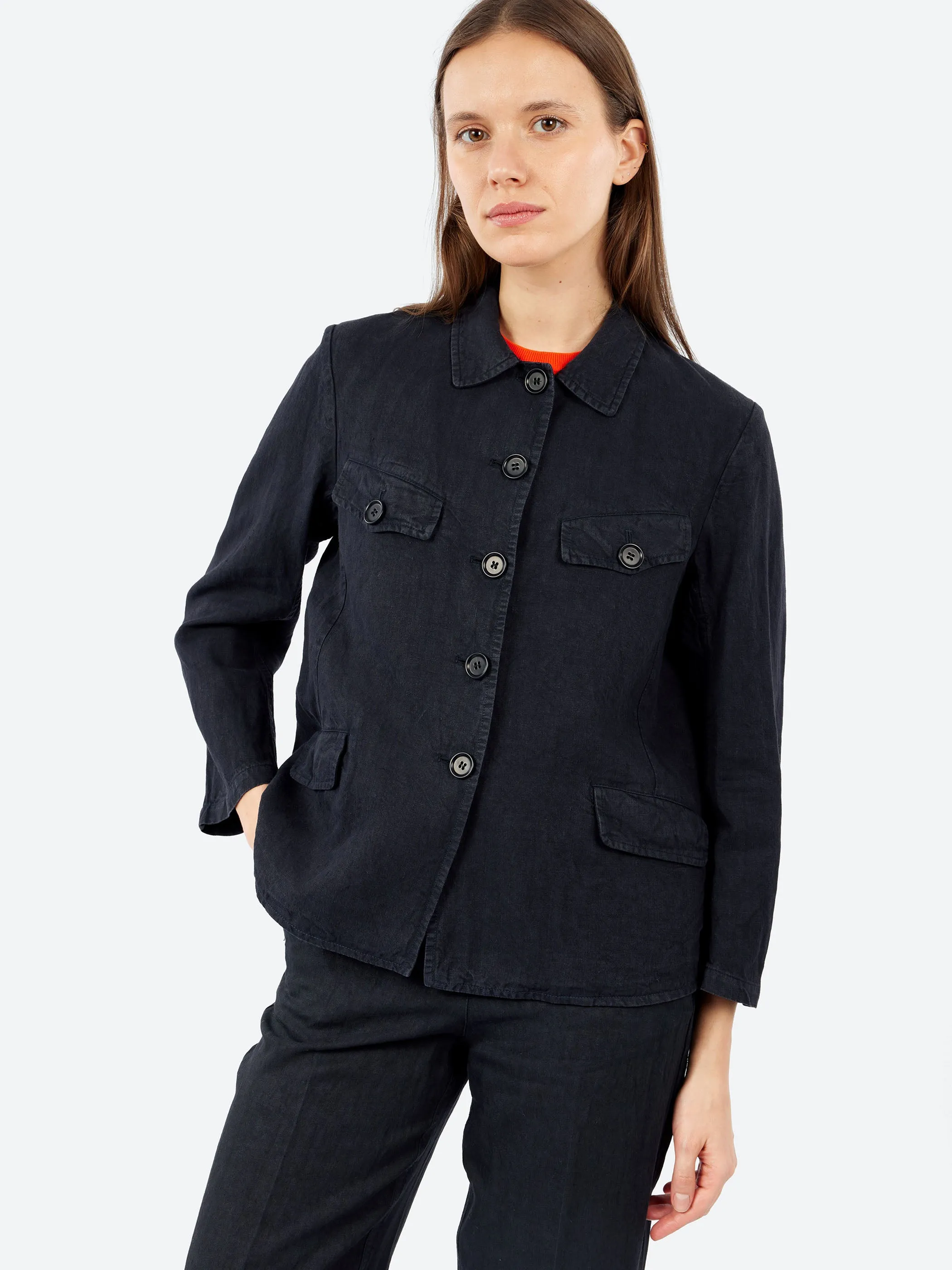 Single-Breasted Jacket in Garment-Dyed Slub Linen sold by gravitypope product image thumbnail 4