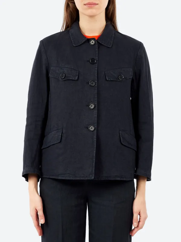 Single-Breasted Jacket in Garment-Dyed Slub Linen made by Aspesi