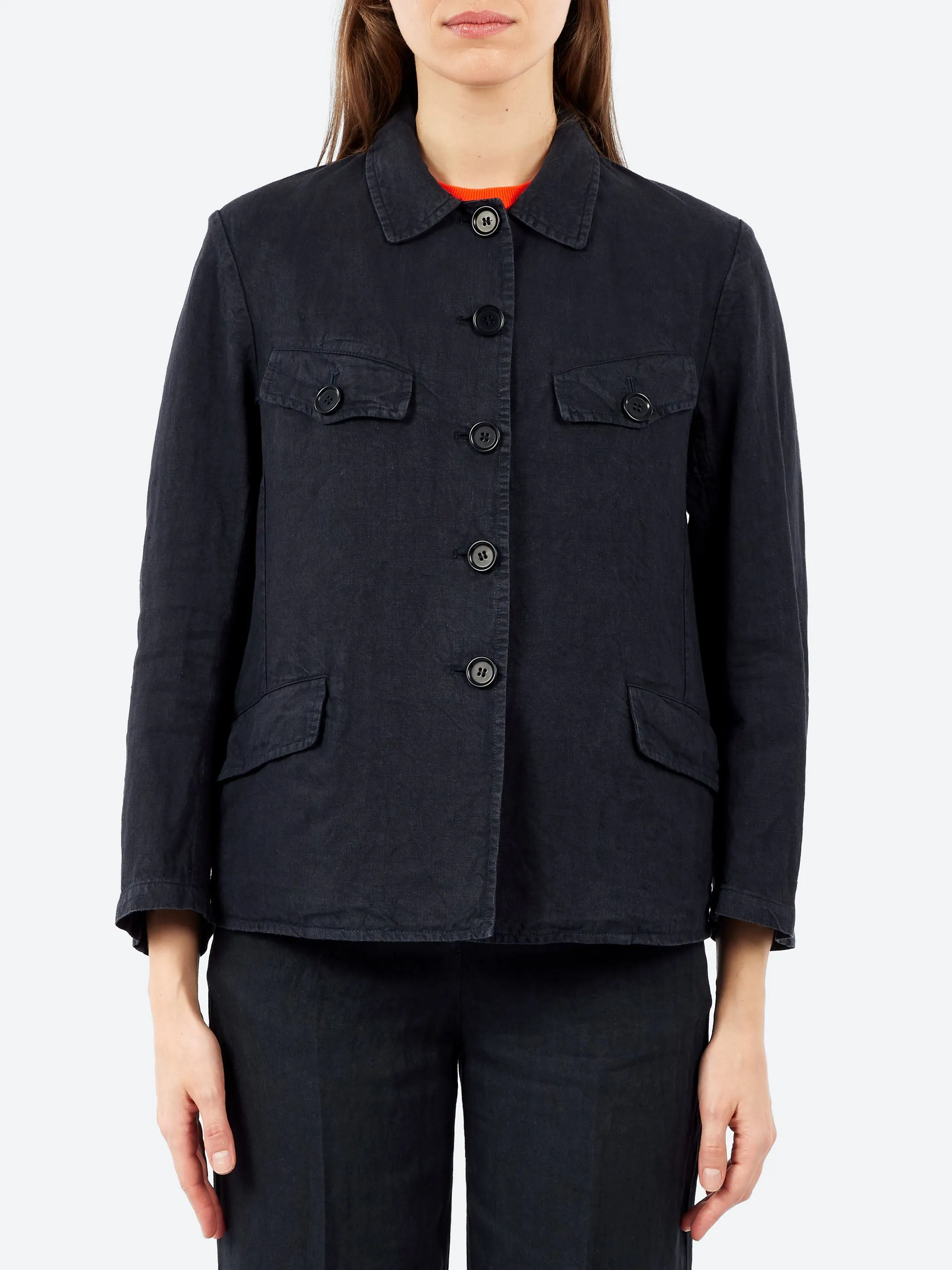 Single-Breasted Jacket in Garment-Dyed Slub Linen sold by gravitypope