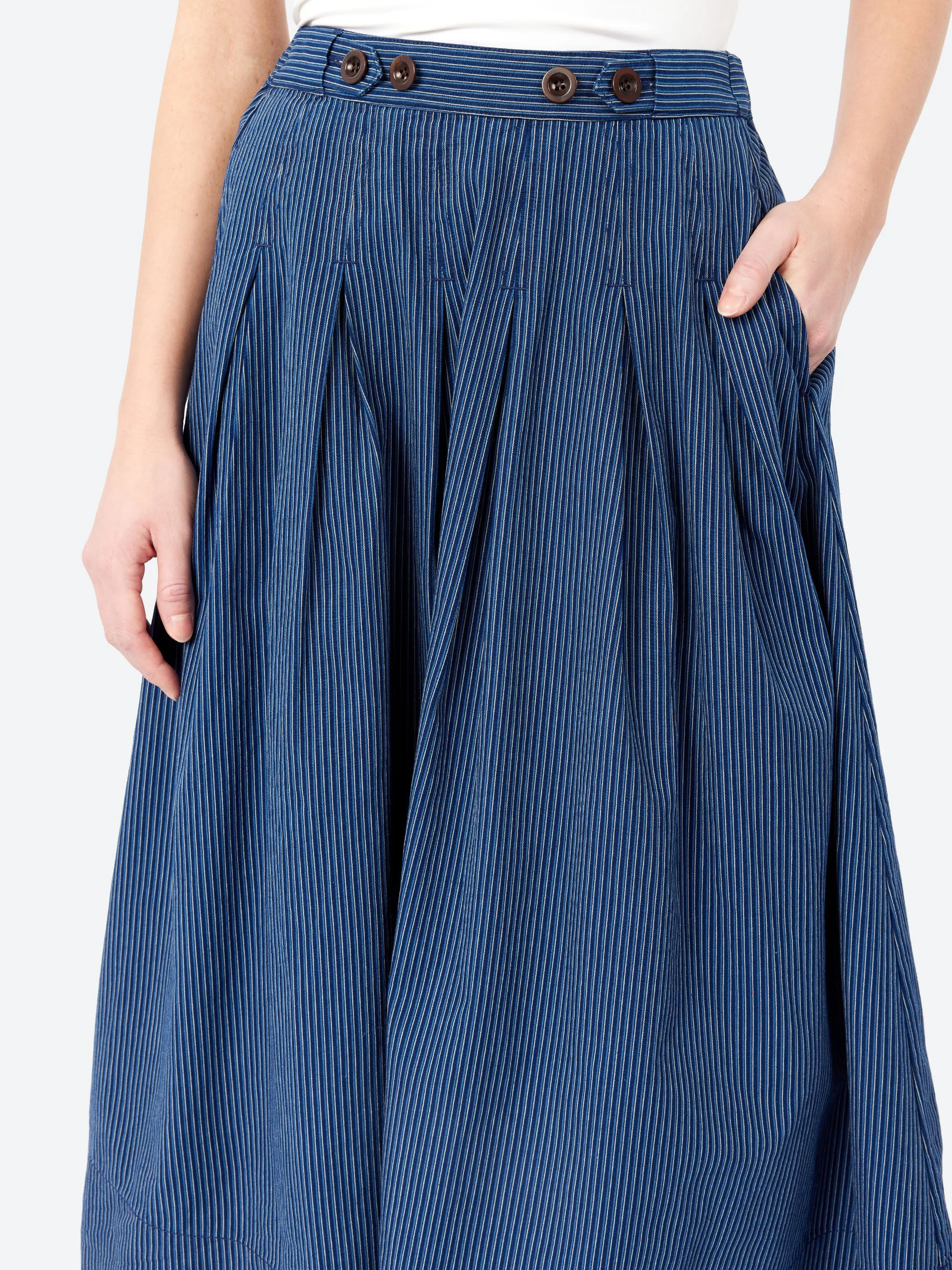 Railroad Stripe Pleated Cotton Skirt sold by gravitypope product image thumbnail 4
