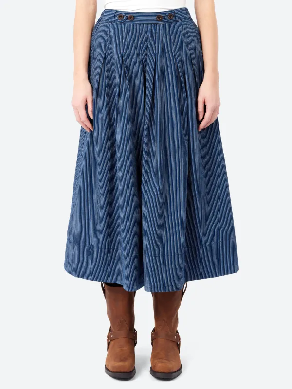Railroad Stripe Pleated Cotton Skirt sold by gravitypope