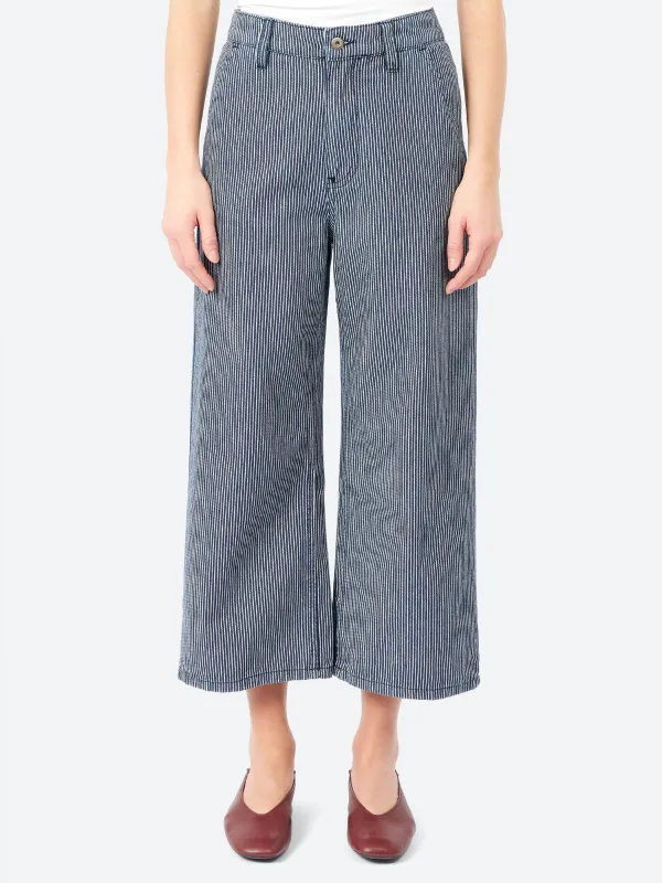 Hickory Stripe Denim Wide Leg Trousers sold by gravitypope