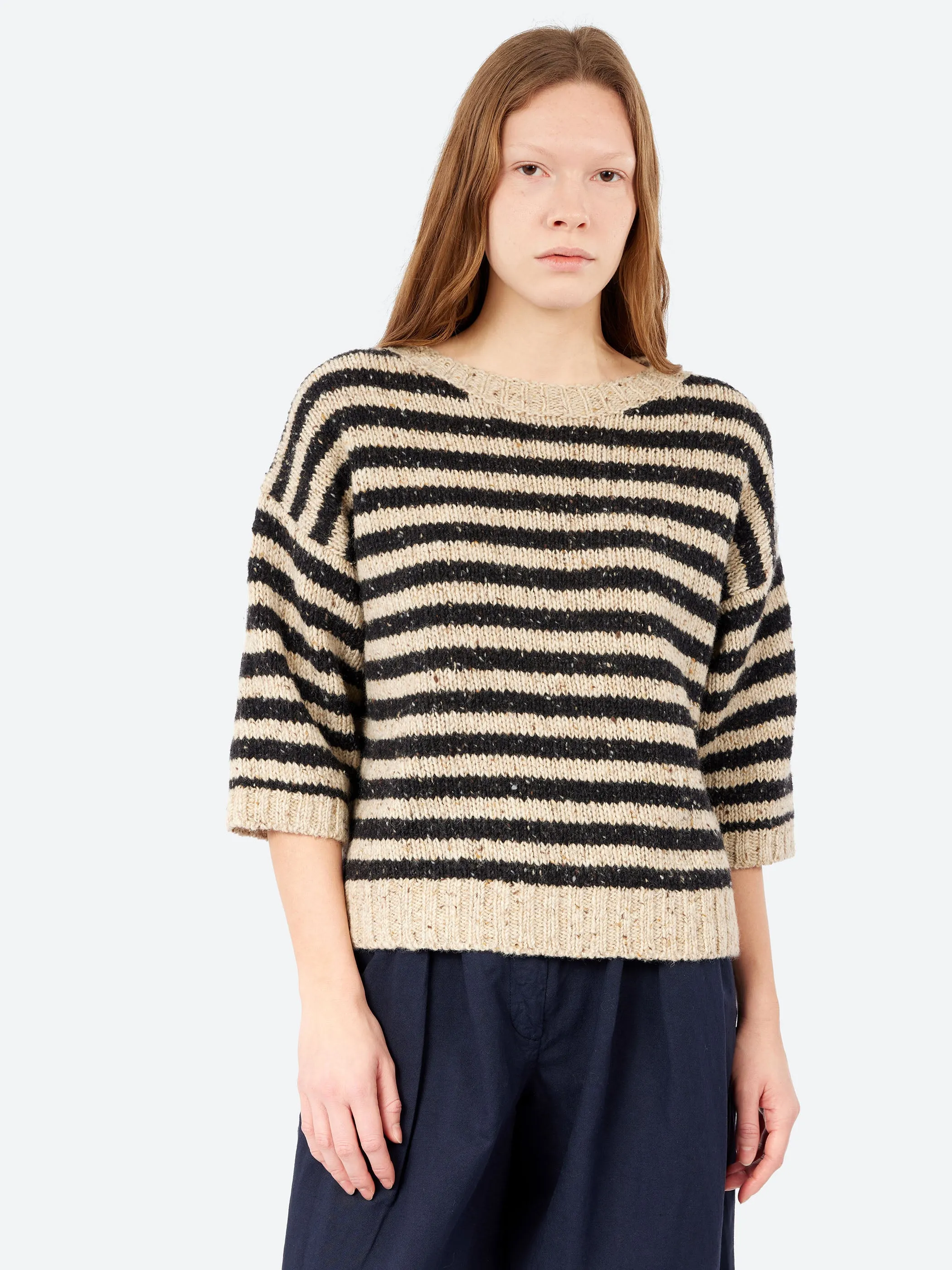 Stripe Donegal Short Sleeve Sweater sold by gravitypope product image thumbnail 4