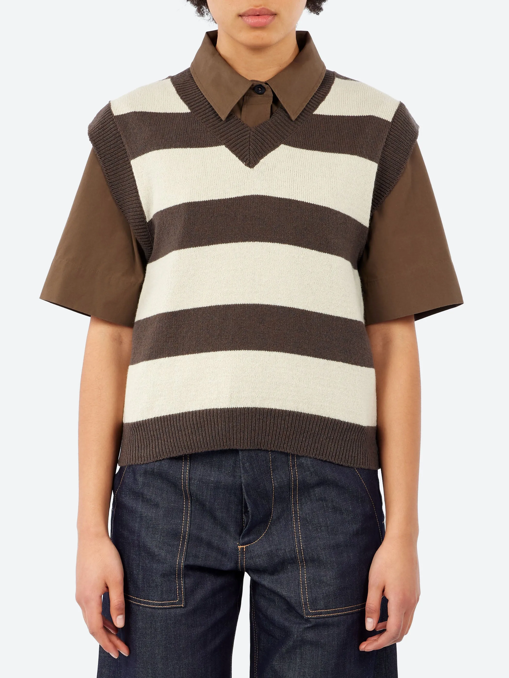 MHL. Striped V Neck Slipover sold by gravitypope