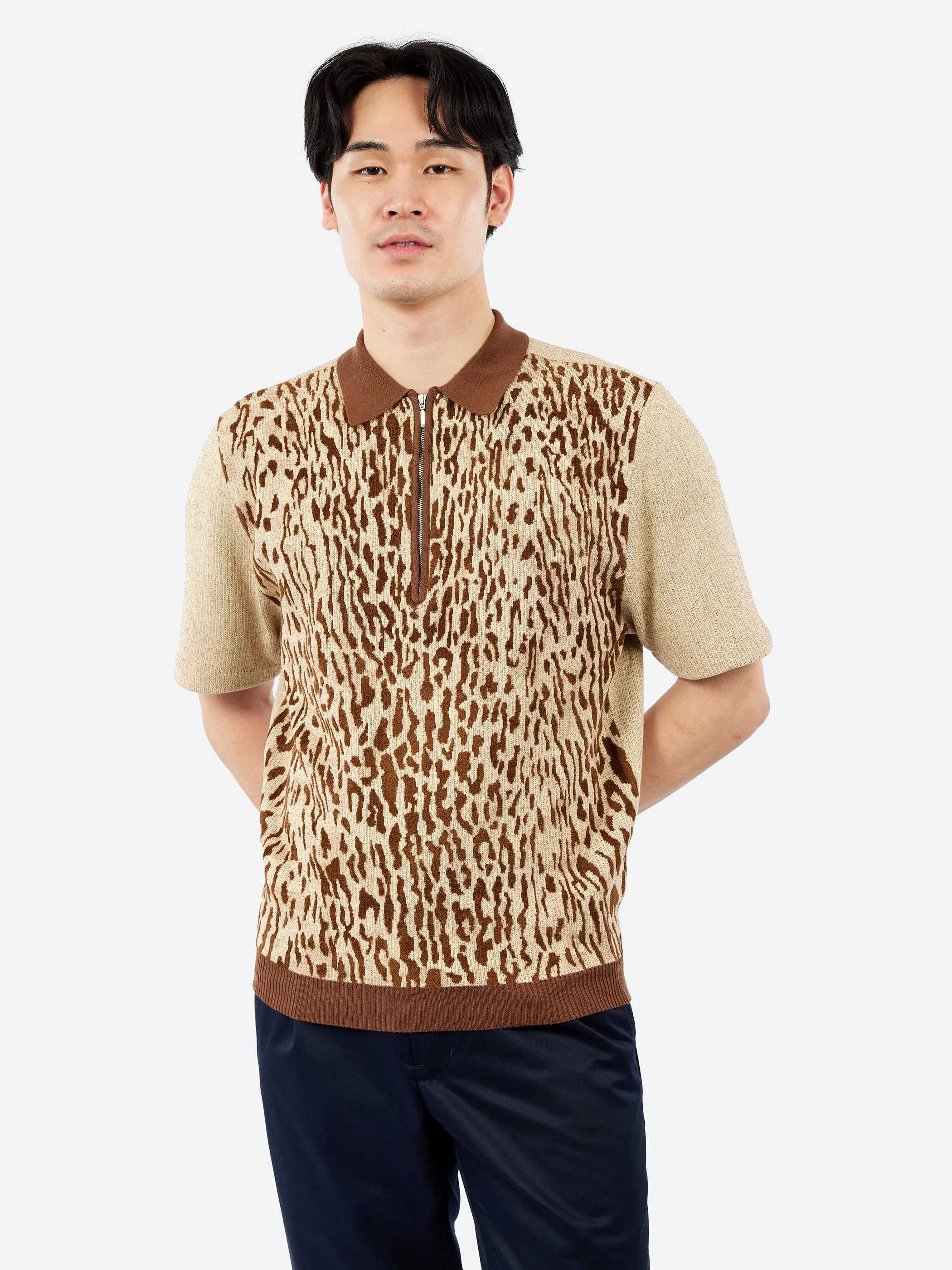 Half Zip Knit Polo Animal Jacquard sold by gravitypope product image thumbnail 4