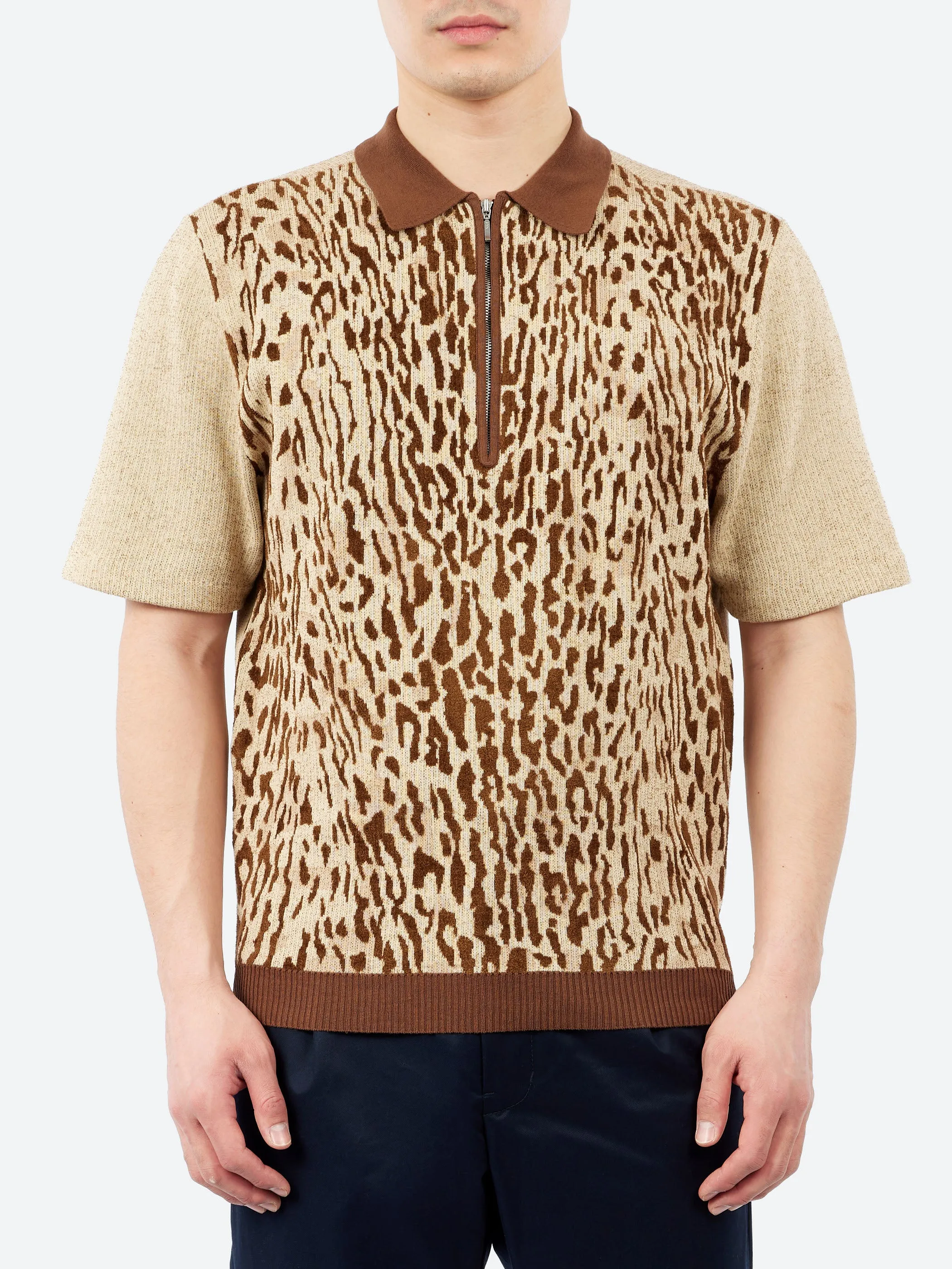 Half Zip Knit Polo Animal Jacquard sold by gravitypope