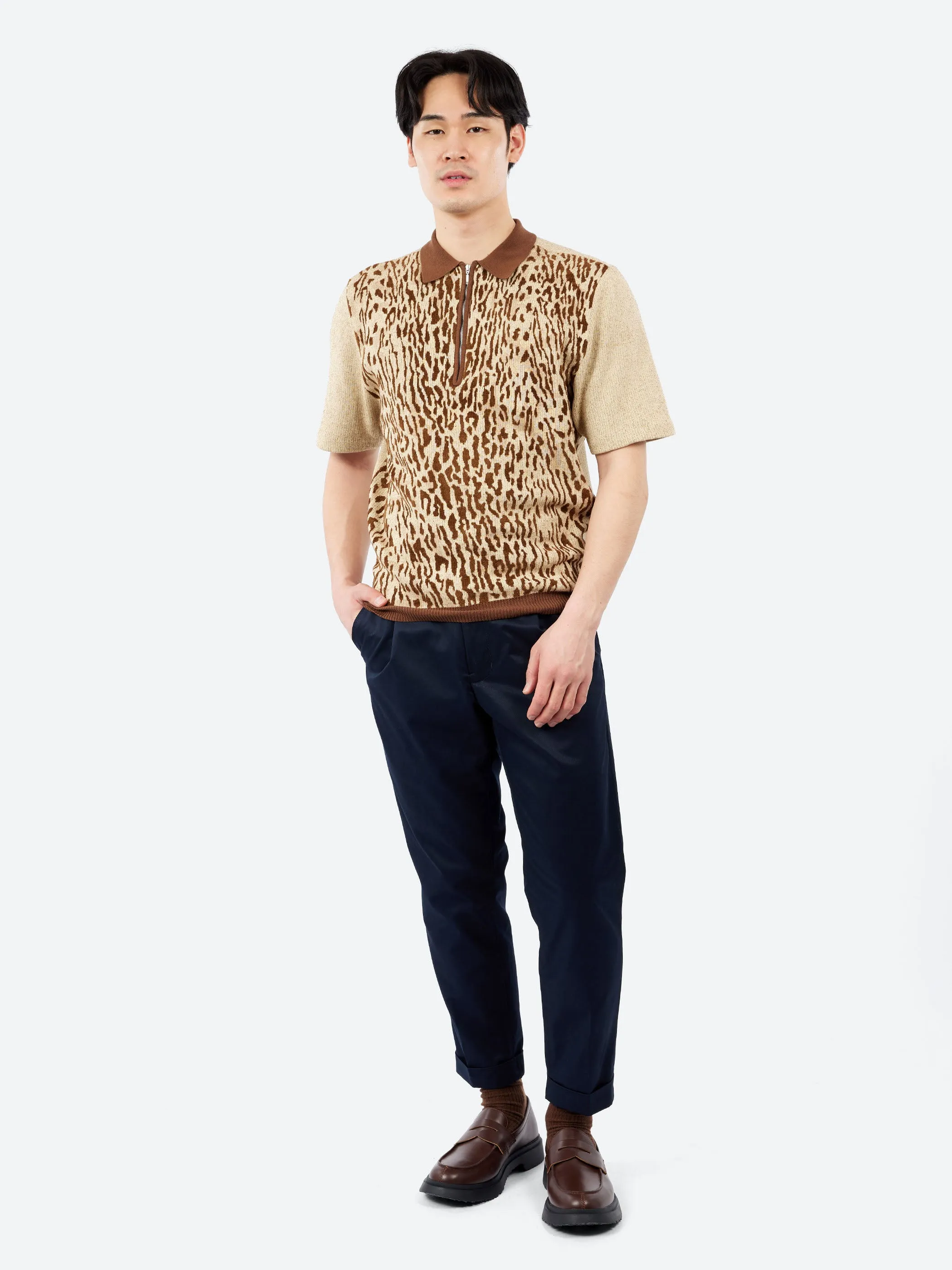 Half Zip Knit Polo Animal Jacquard sold by gravitypope product image thumbnail 2