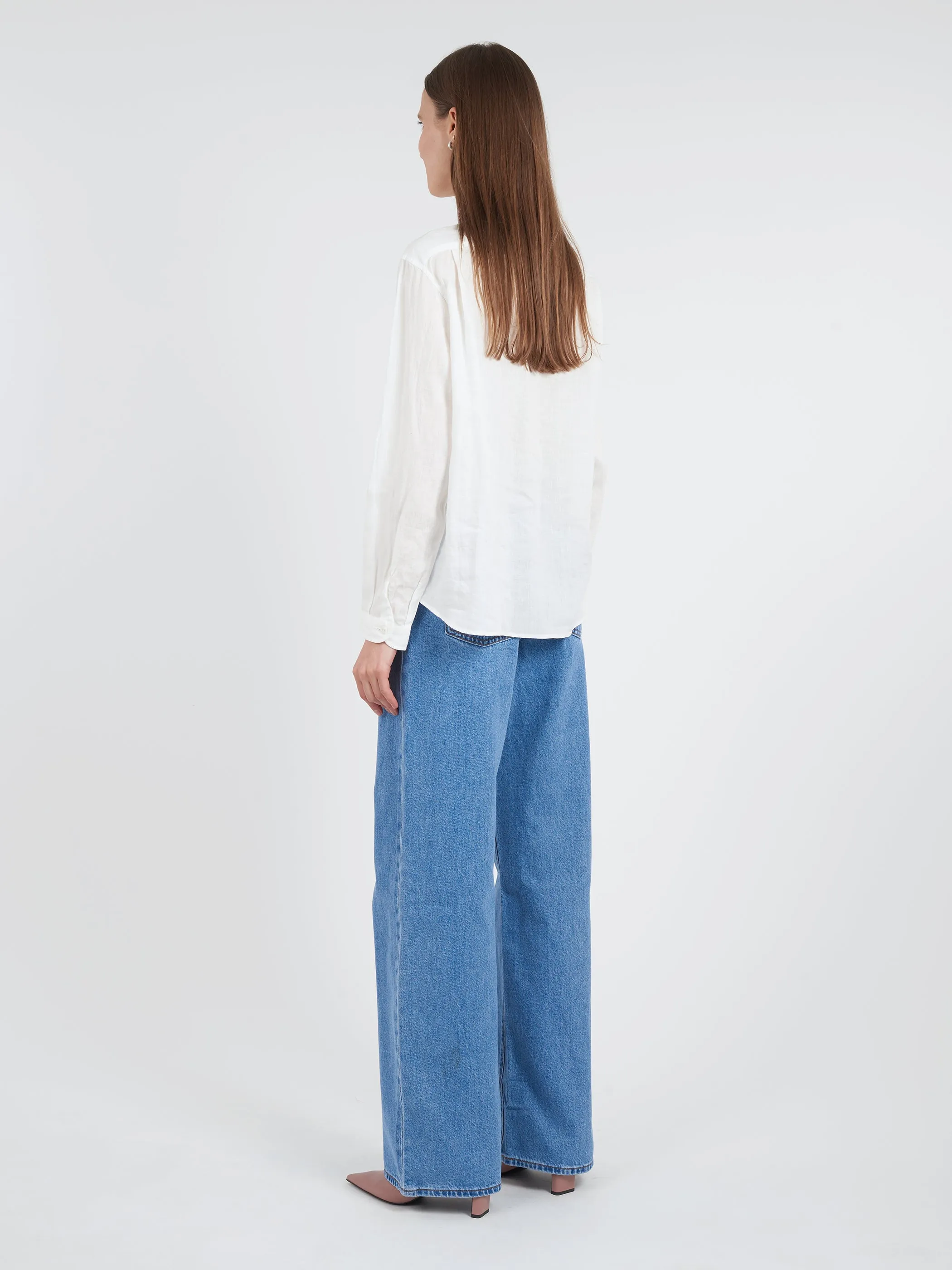 Women's Linen Band Collar Shirt sold by gravitypope product image thumbnail 3