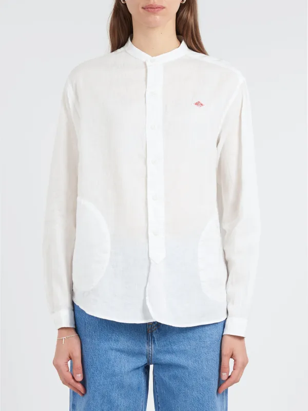 Women's Linen Band Collar Shirt made by Danton