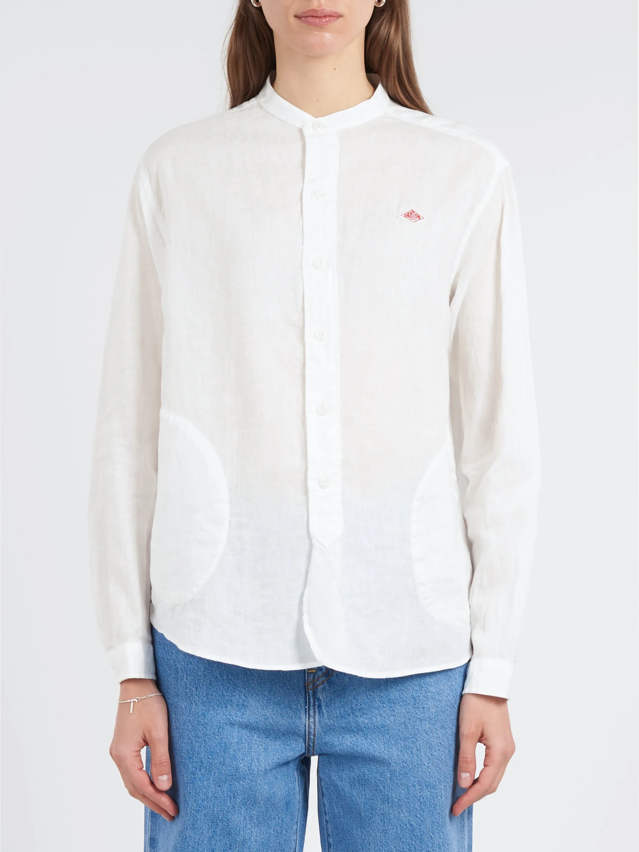 Women's Linen Band Collar Shirt sold by gravitypope