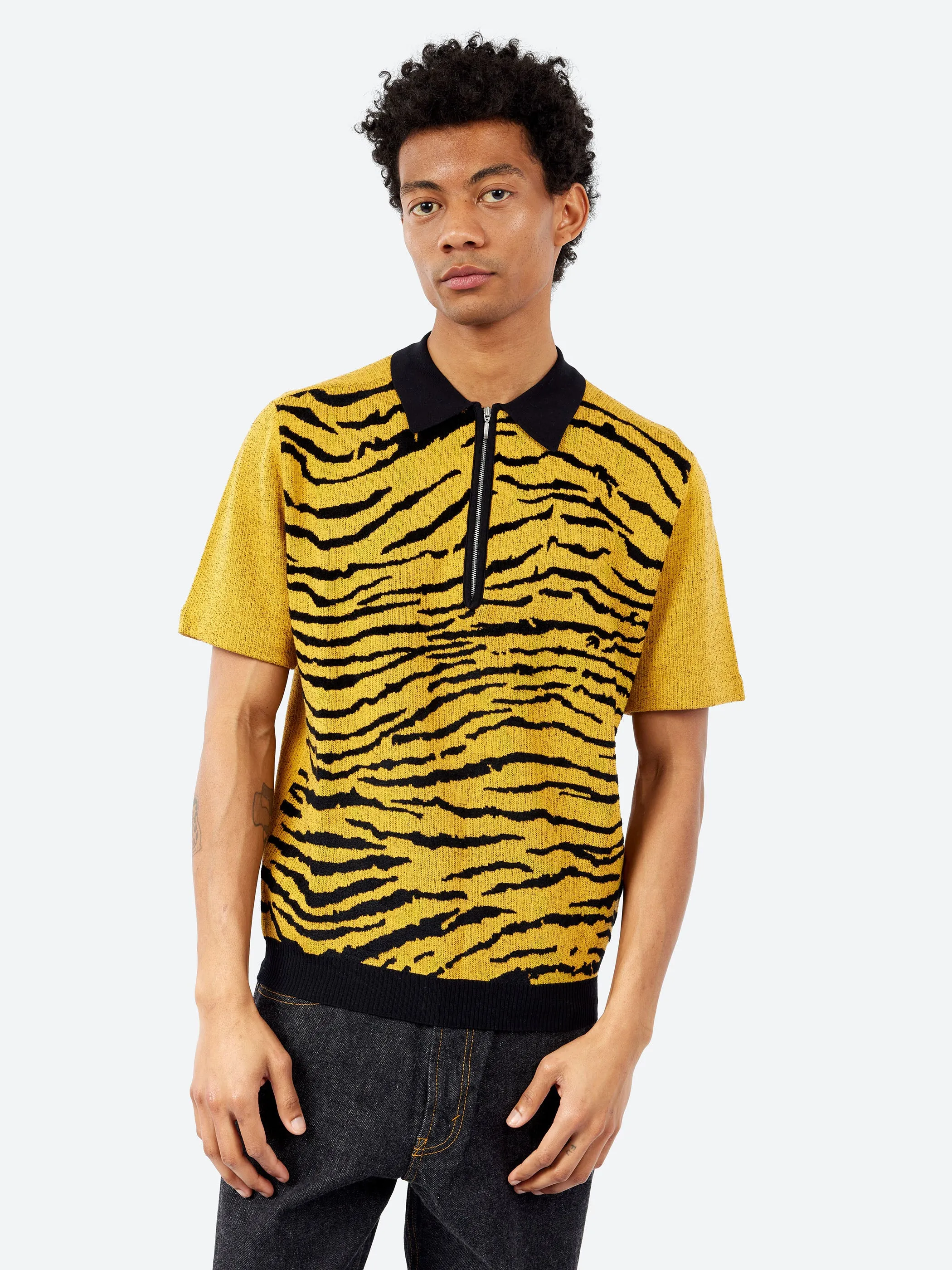 Half Zip Knit Polo Animal Jacquard sold by gravitypope product image thumbnail 4