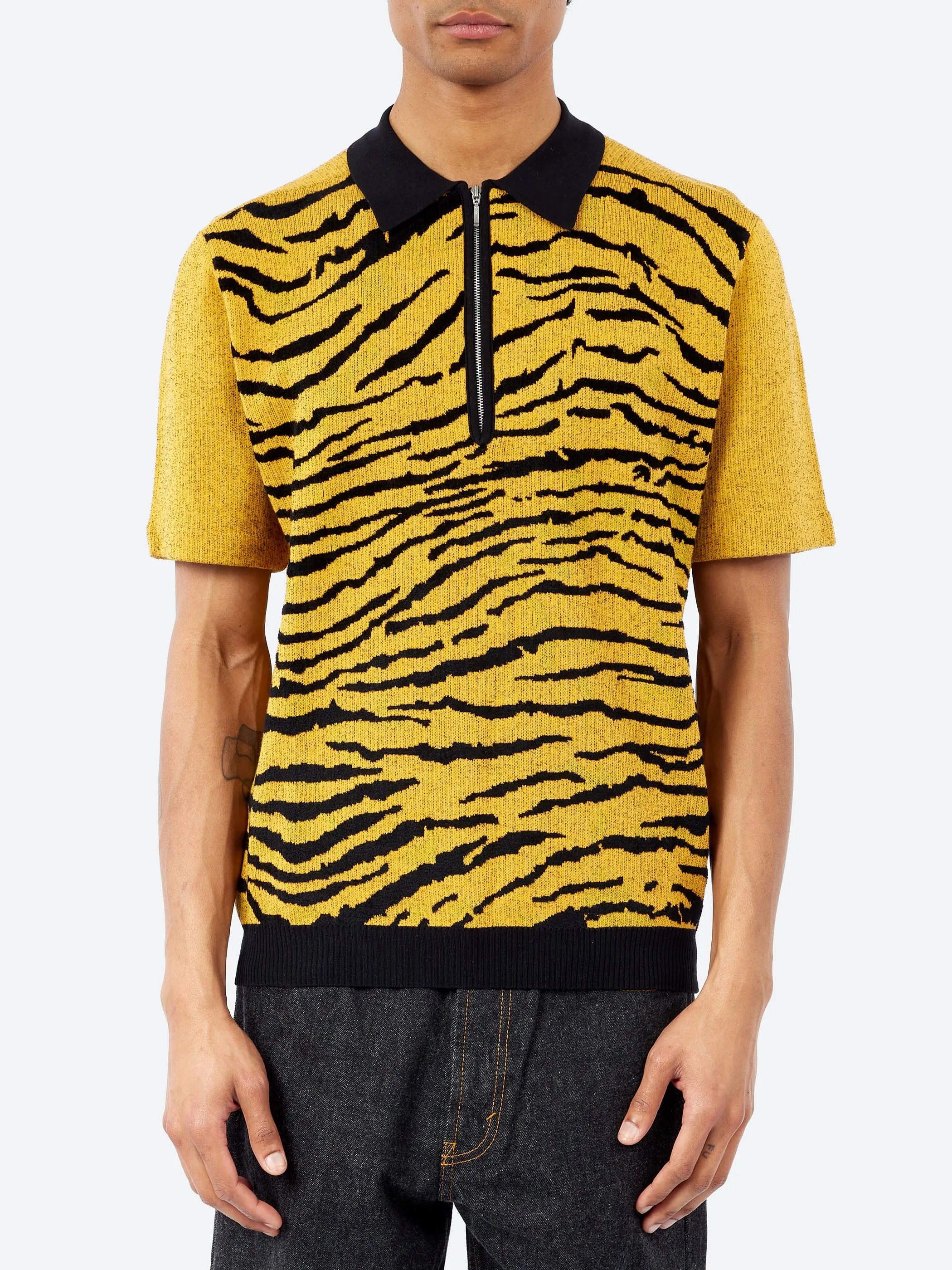 Half Zip Knit Polo Animal Jacquard sold by gravitypope