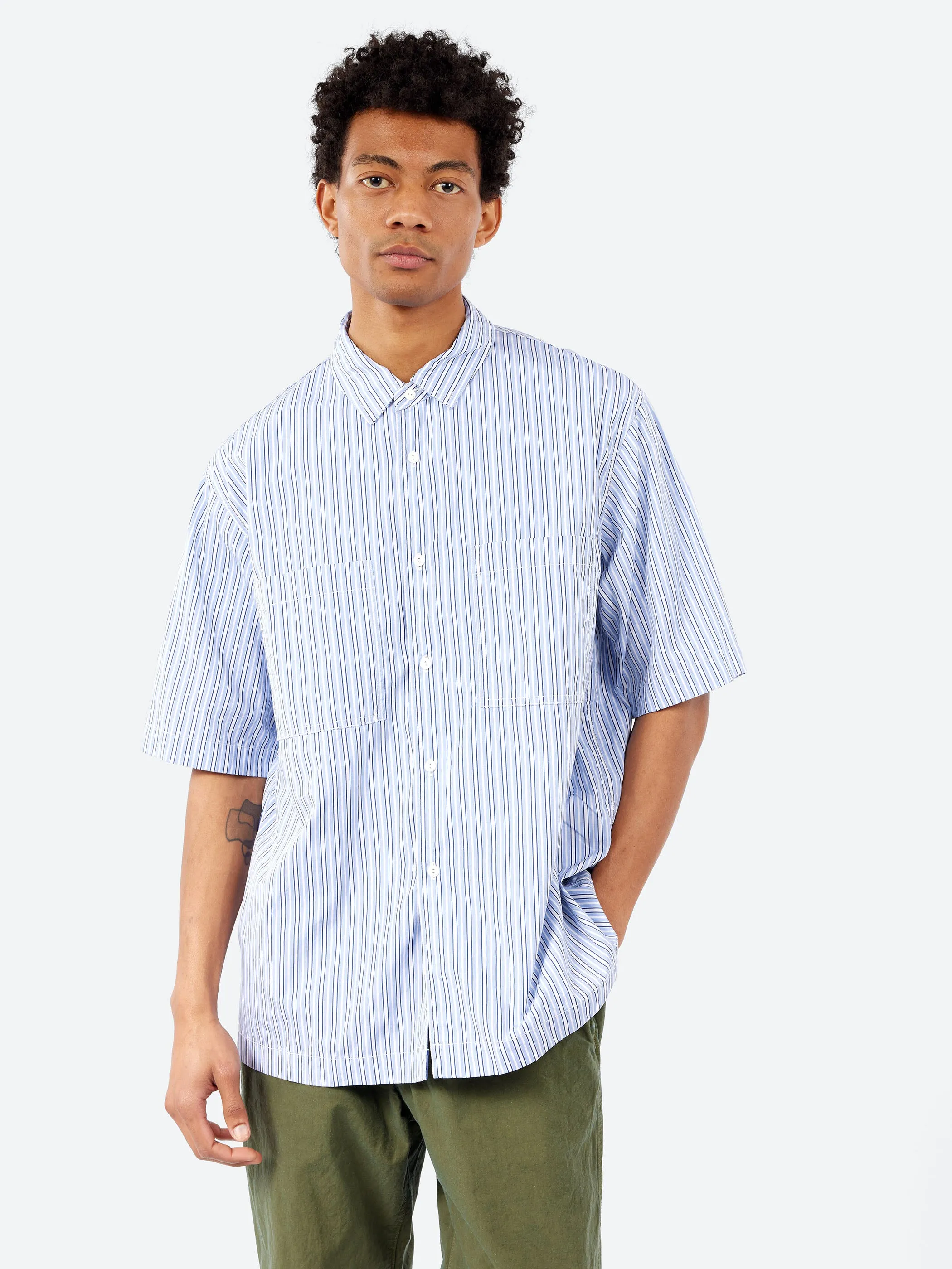 THOMAS MASON Striped Short-Sleeve Regular Collar Shirt sold by gravitypope product image thumbnail 4