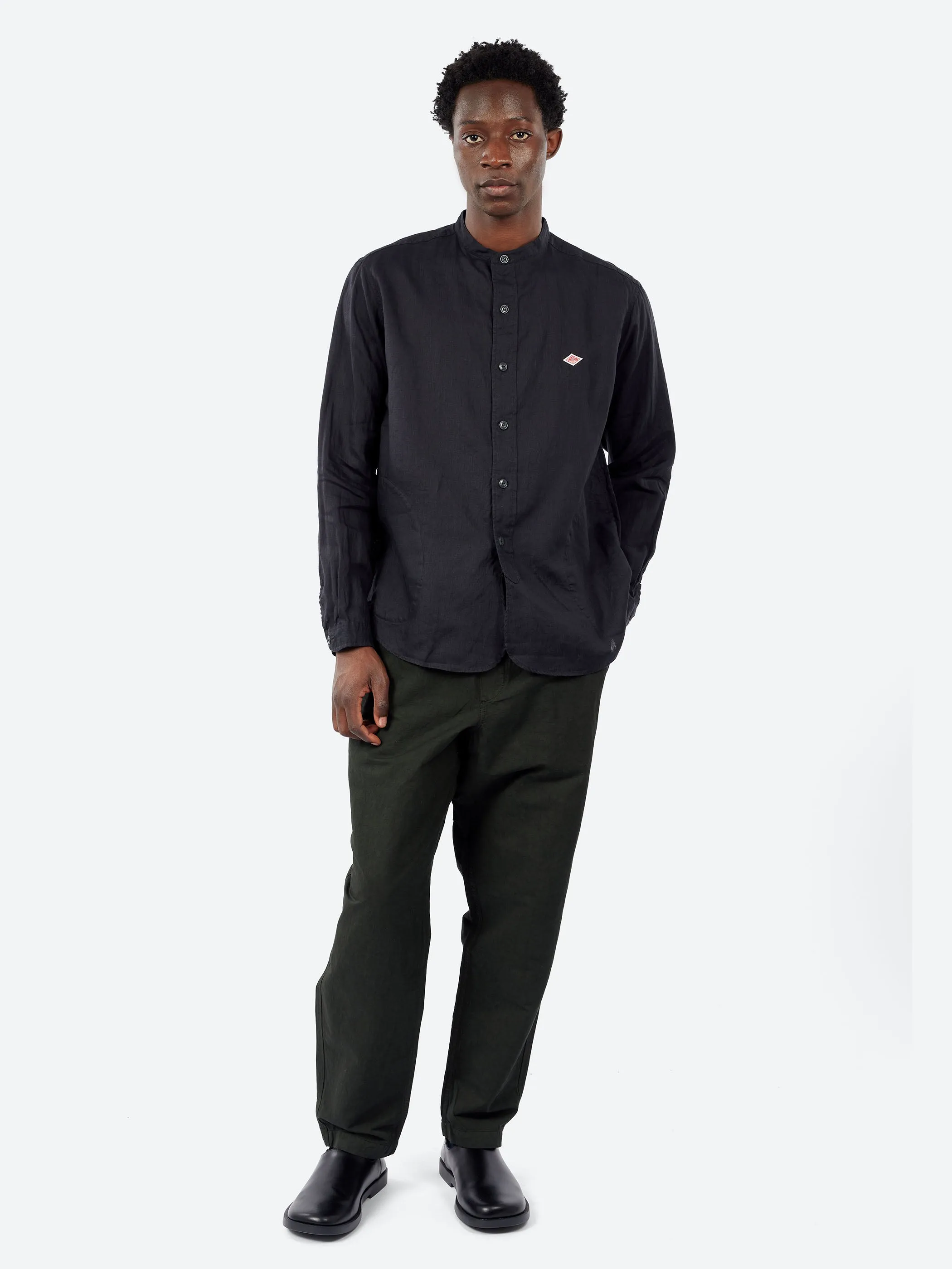Linen Band Collar Shirt sold by gravitypope product image thumbnail 2