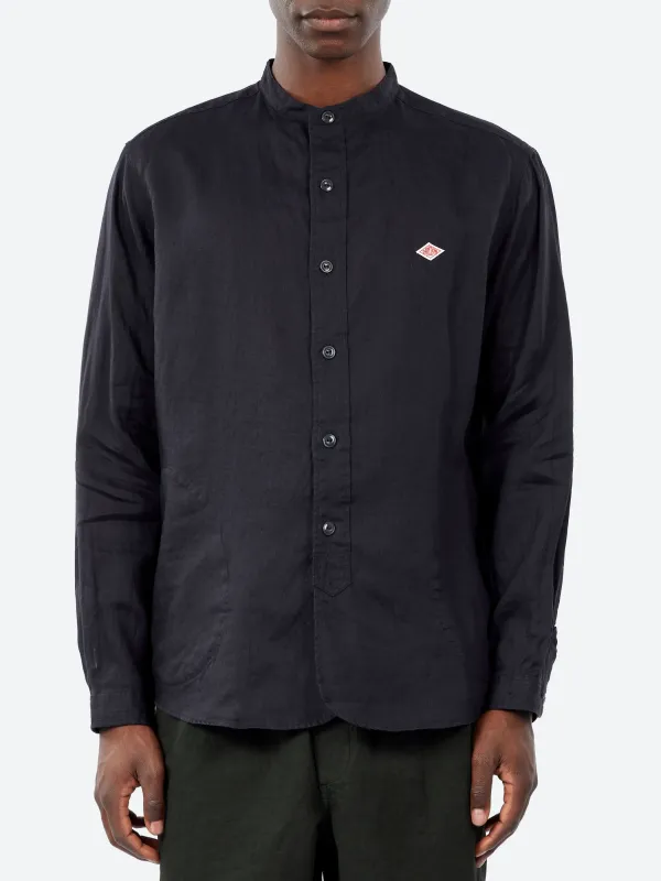 Linen Band Collar Shirt made by Danton