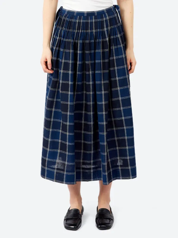 Market Check Pleated Skirt made by TOAST