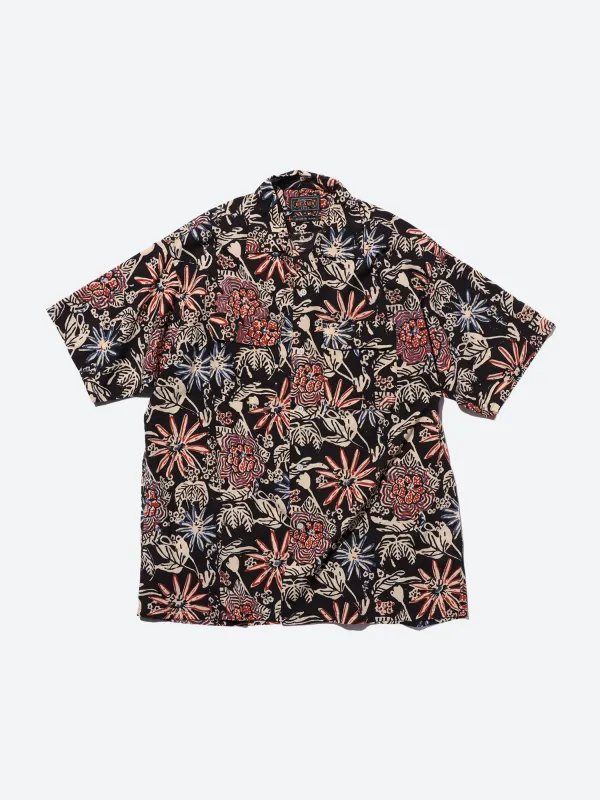 Open Collar Block Print Shirt made by BEAMS PLUS