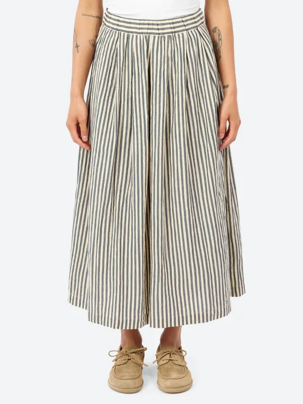 Pleated Cotton Stripe Skirt made by TOAST