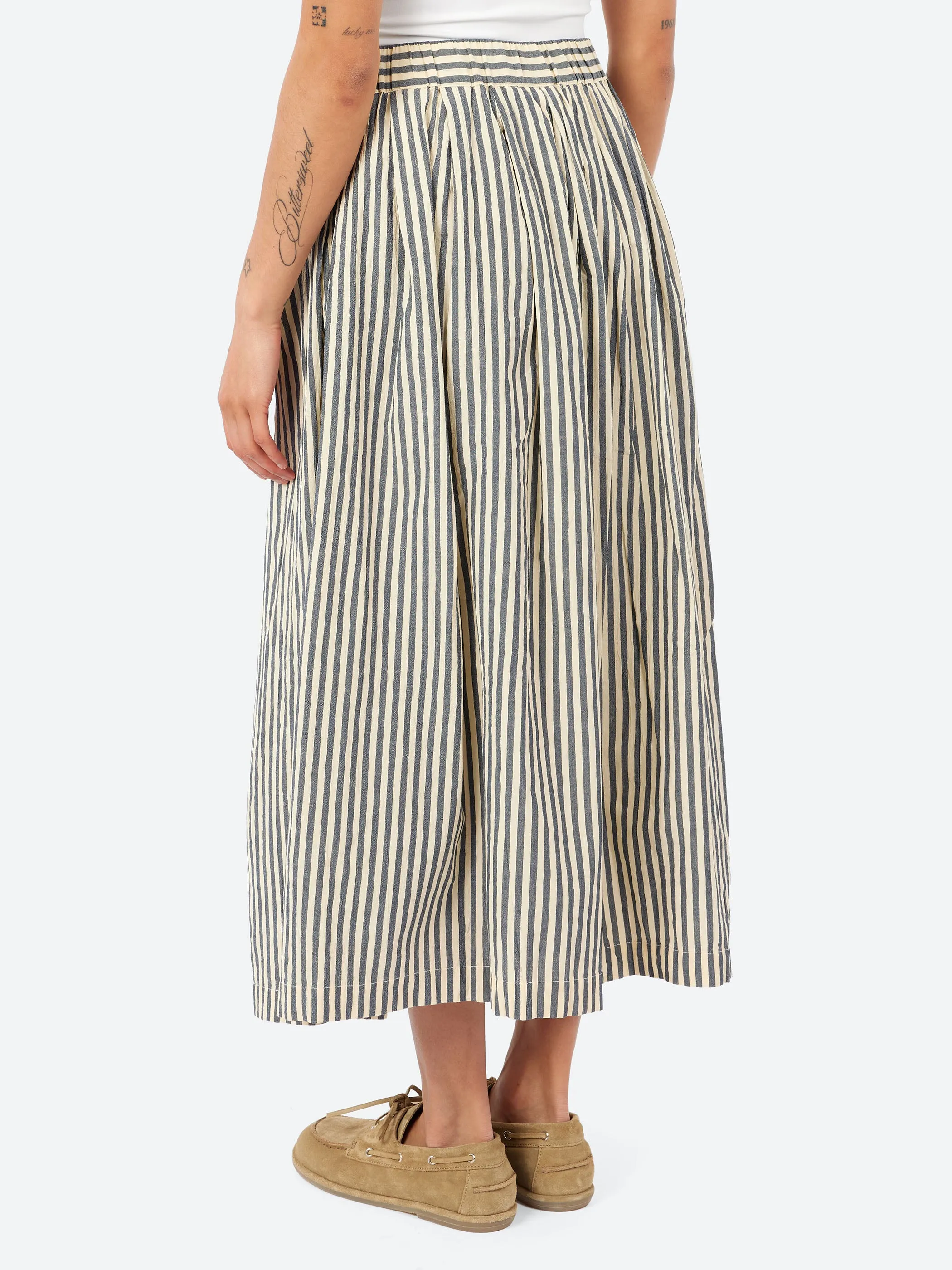 Pleated Cotton Stripe Skirt sold by gravitypope product image thumbnail 3