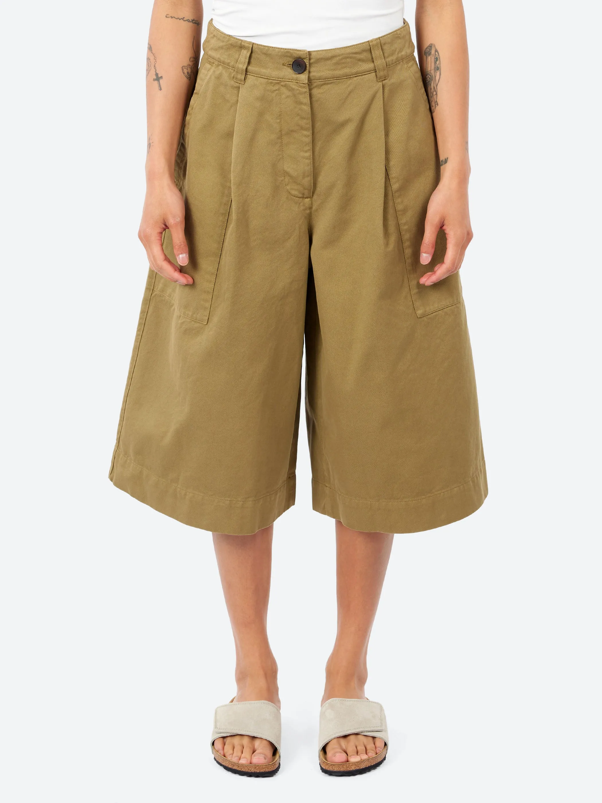 Pleated Cotton Twill Shorts sold by gravitypope