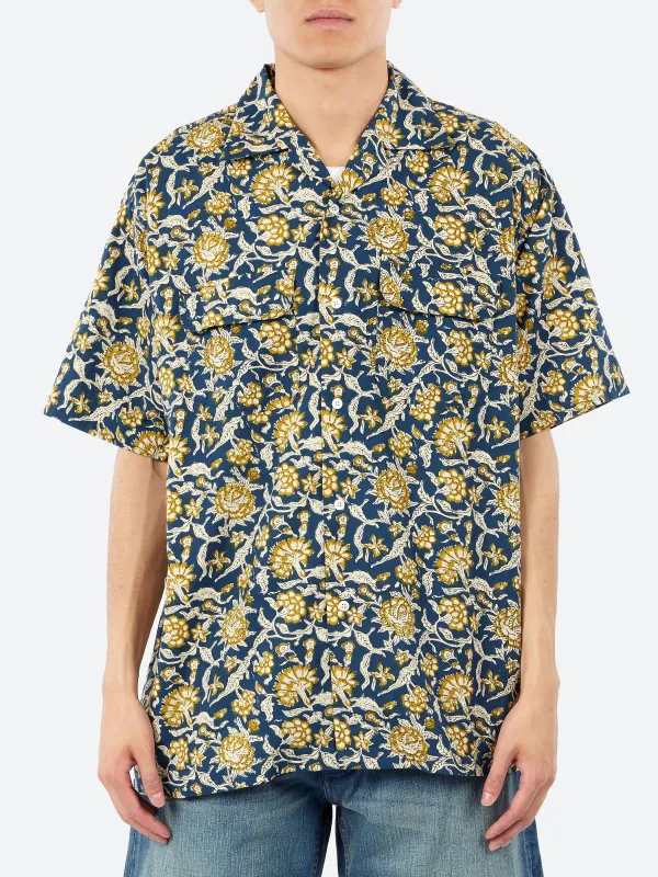 Open Collar Block Print Shirt made by BEAMS PLUS