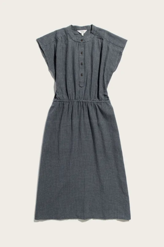 Lorane Dress / Navy Grid sold by Bridge & Burn