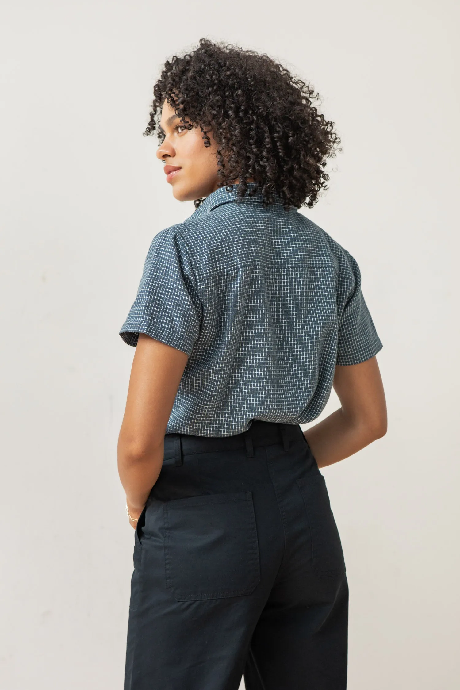 Lana Shirt / Navy Grid sold by Bridge & Burn product image thumbnail 4